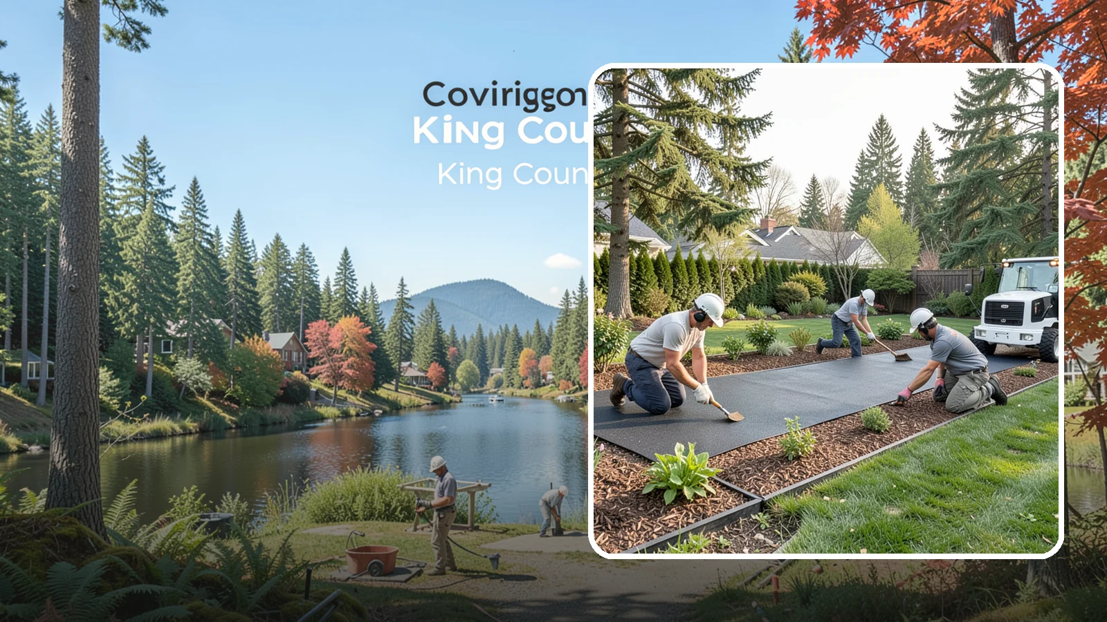 Rubber Mulch Installation in Covington, King County, WA - Recycled rubber mulch installed for playgrounds, play areas, and beds that never need replacing.