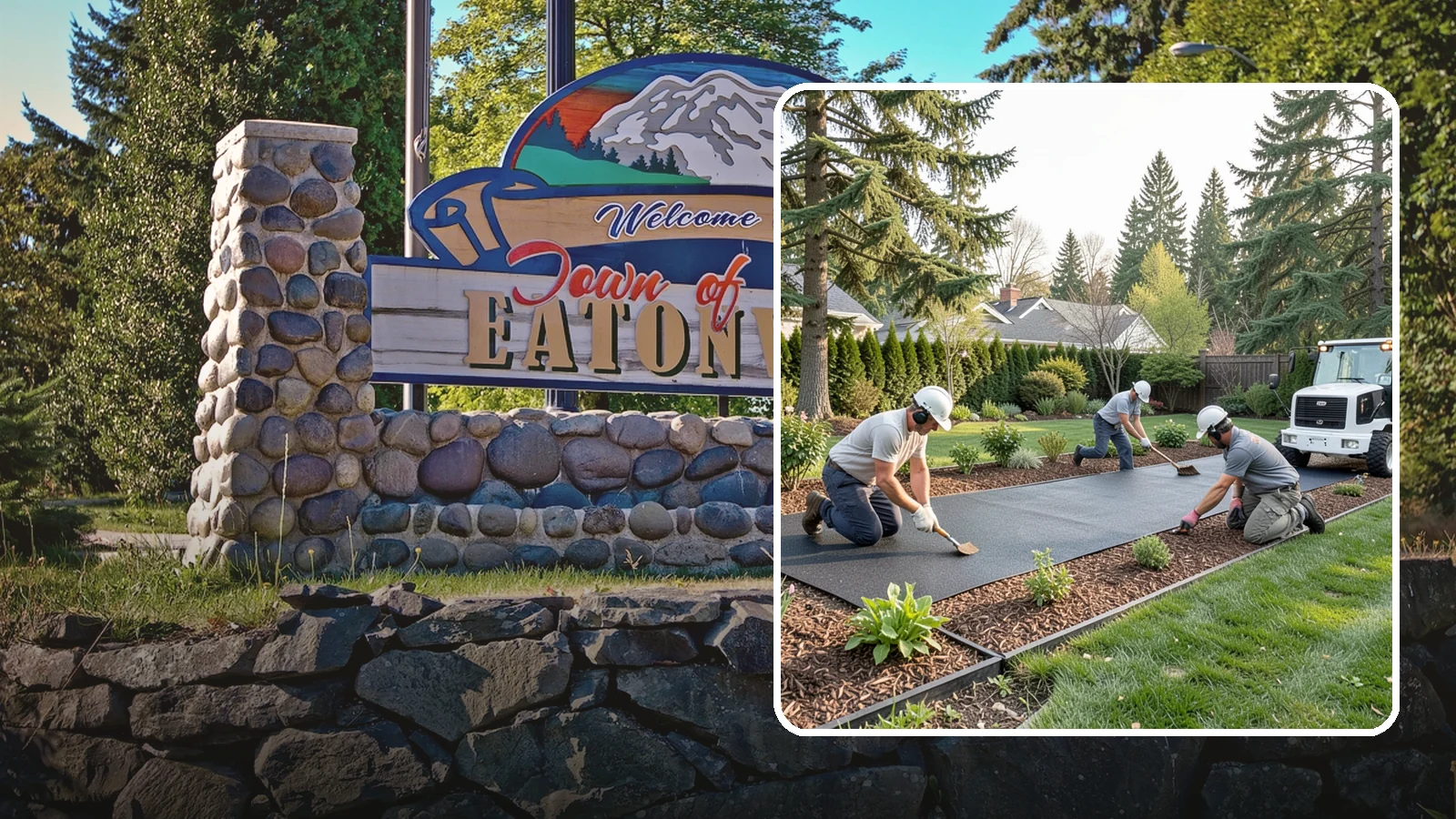 Rubber Mulch Installation in Eatonville, Pierce County, WA - Recycled rubber mulch installed for playgrounds, play areas, and beds that never need replacing.
