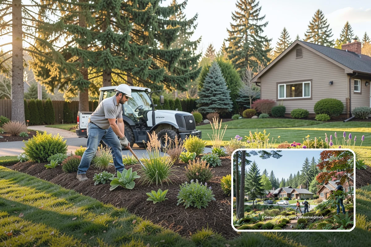 Rubber Mulch Installation in Edgewood, Pierce County, WA - Never decomposes or needs replacing