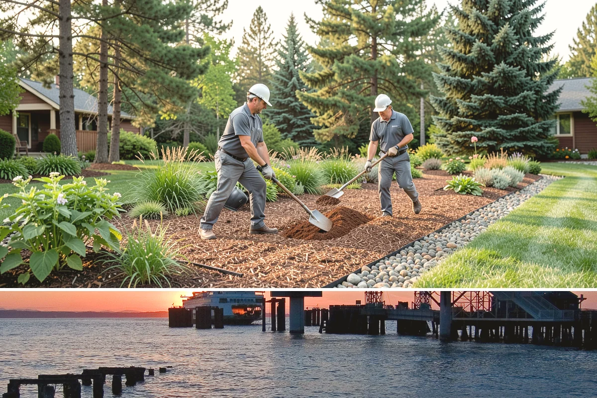 Rubber Mulch Installation in Edmonds, Snohomish County, WA - Can be installed year-round.