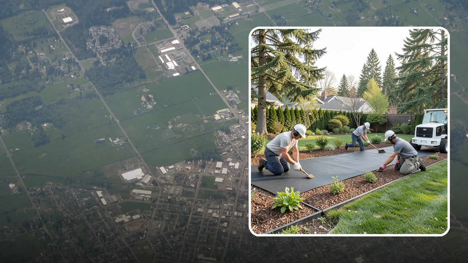 Rubber Mulch Installation in Enumclaw, King County, WA - Recycled rubber mulch installed for playgrounds, play areas, and beds that never need replacing.