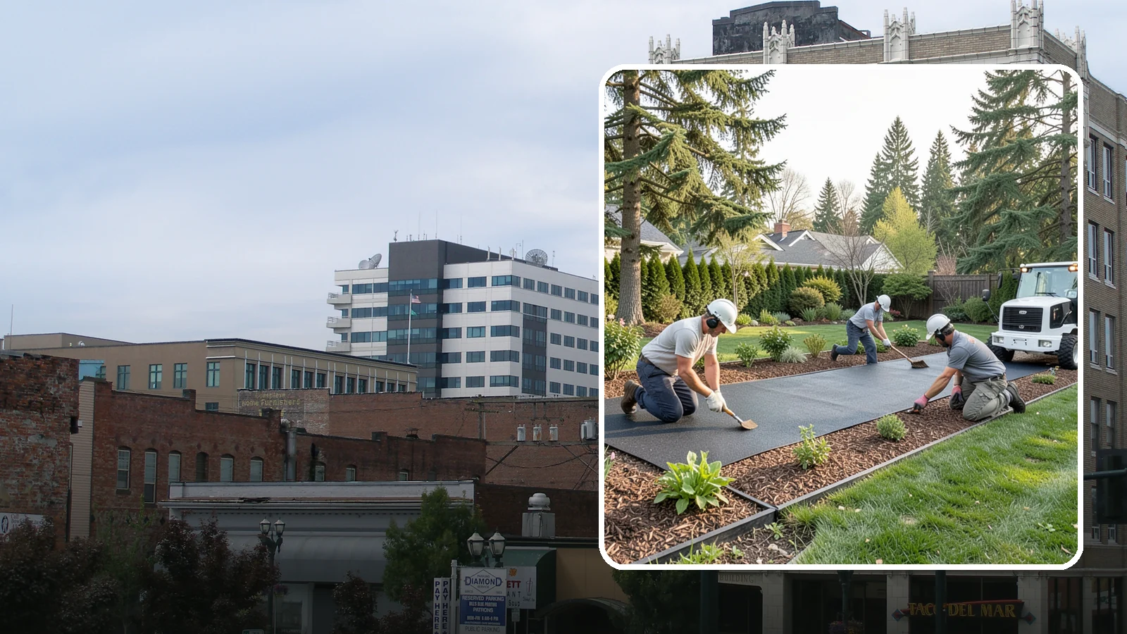 Rubber Mulch Installation in Everett, Snohomish County, WA - Recycled rubber mulch installed for playgrounds, play areas, and beds that never need replacing.