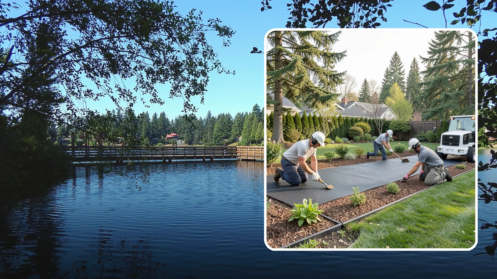 Rubber Mulch Installation in Federal Way, King County, WA - Recycled rubber mulch installed for playgrounds, play areas, and beds that never need replacing.