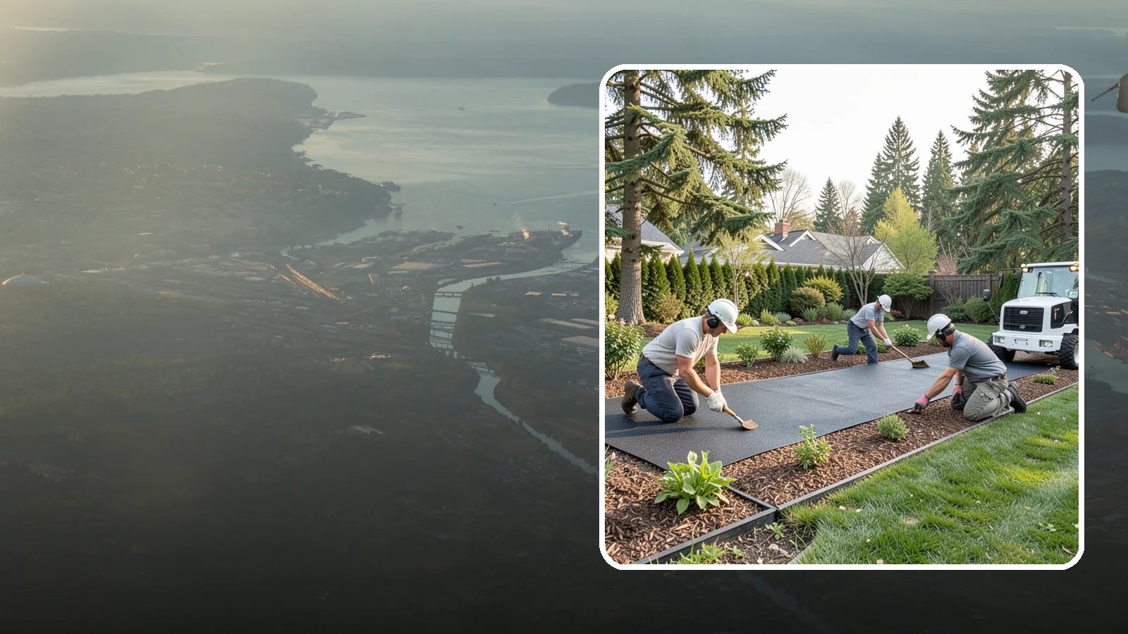 Rubber Mulch Installation in Fife, Pierce County, WA - Recycled rubber mulch installed for playgrounds, play areas, and beds that never need replacing.
