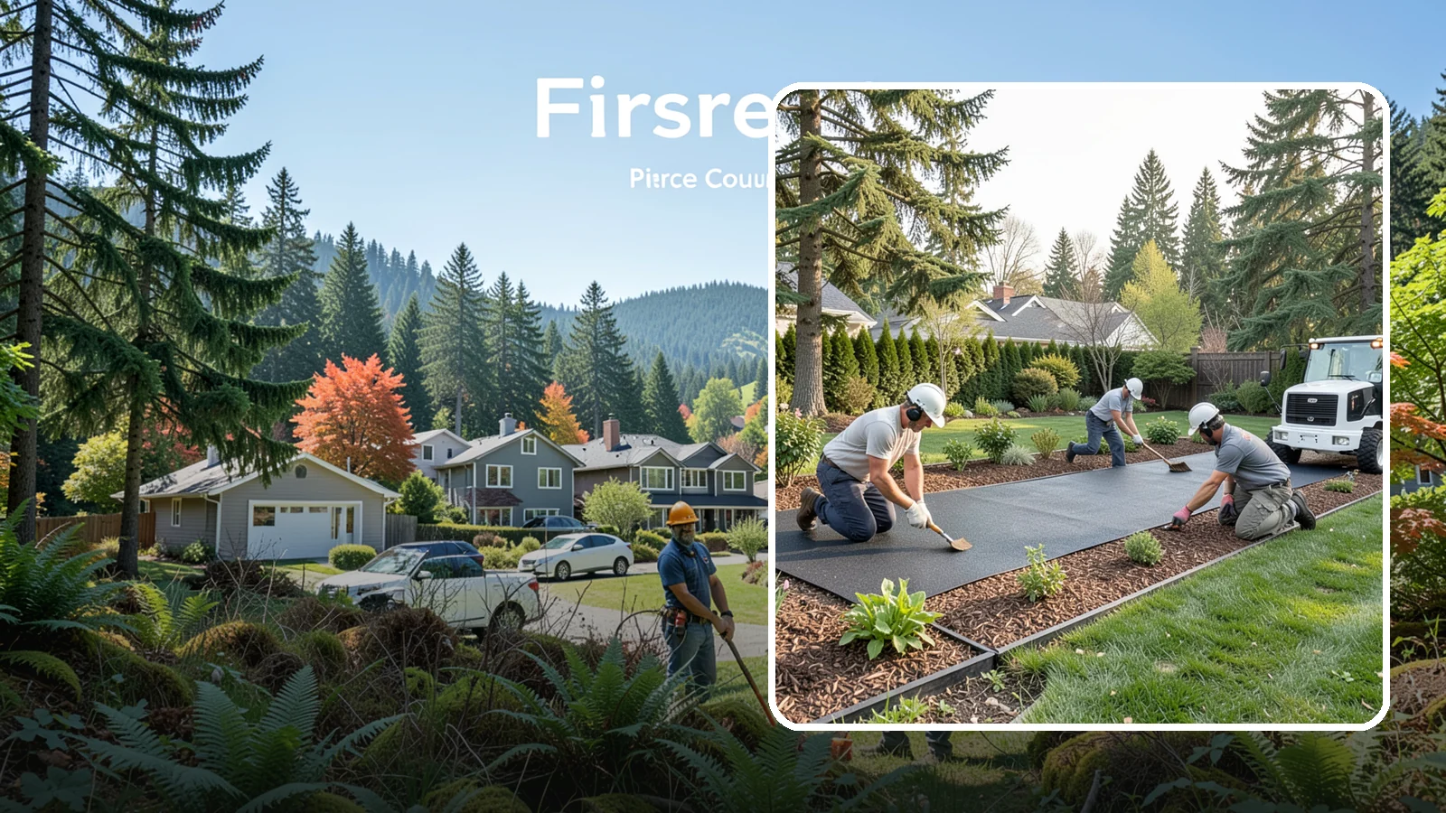 Rubber Mulch Installation in Fircrest, Pierce County, WA - Recycled rubber mulch installed for playgrounds, play areas, and beds that never need replacing.