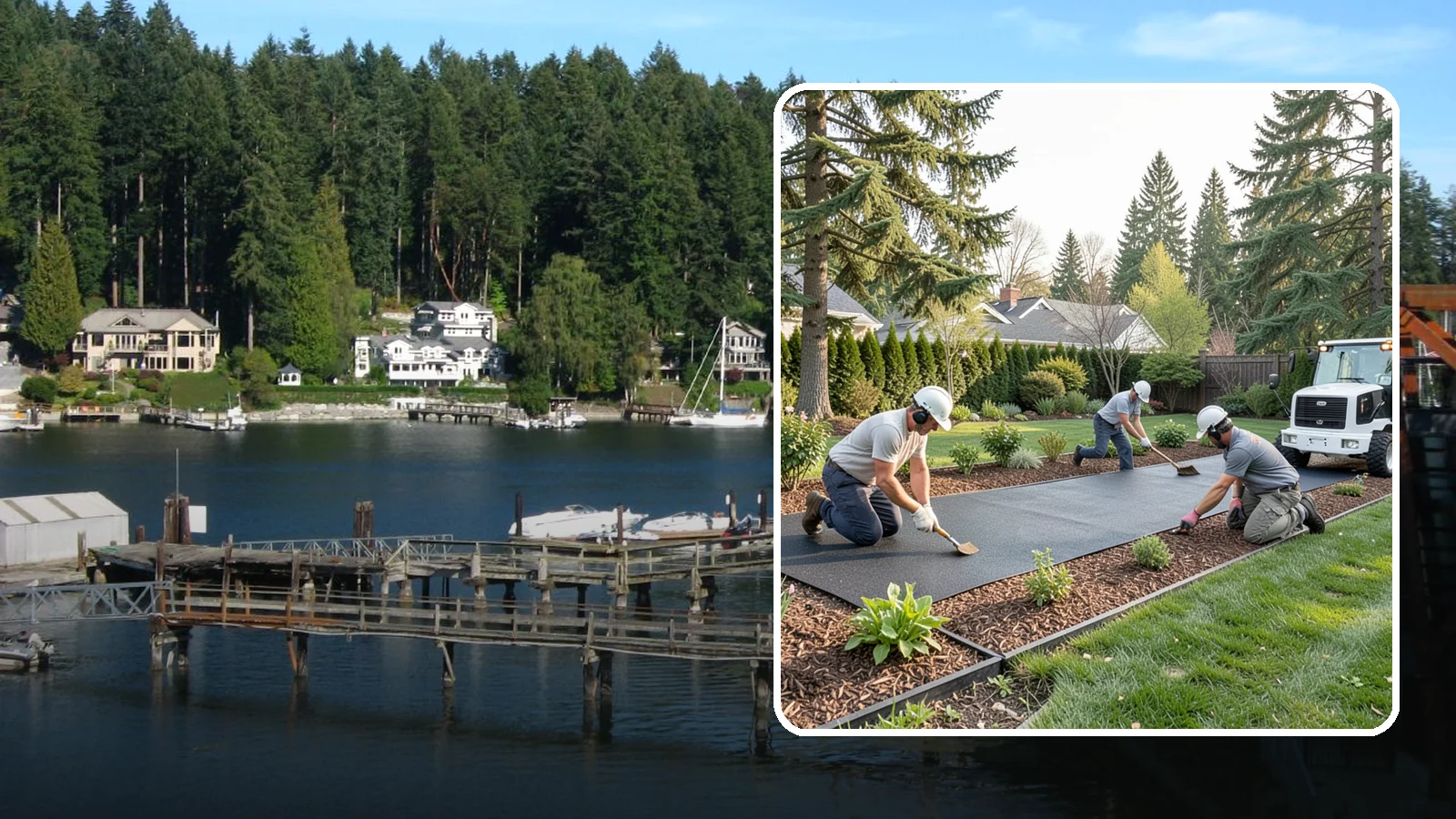 Rubber Mulch Installation in Gig Harbor, Pierce County, WA - Recycled rubber mulch installed for playgrounds, play areas, and beds that never need replacing.