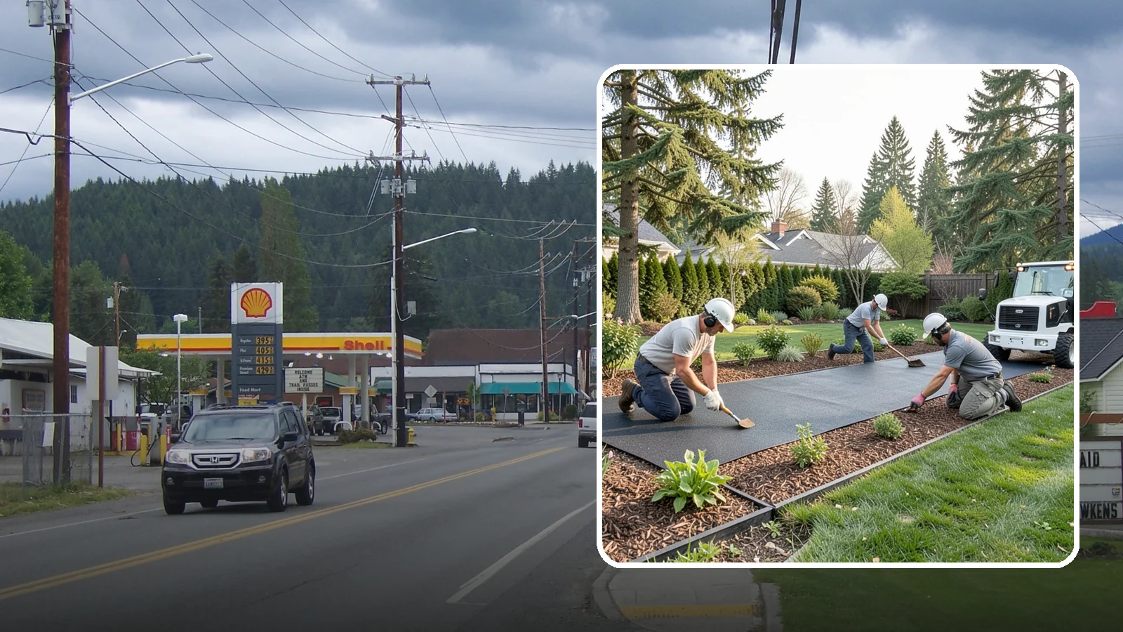 Rubber Mulch Installation in Granite Falls, Snohomish County, WA - Recycled rubber mulch installed for playgrounds, play areas, and beds that never need replacing.