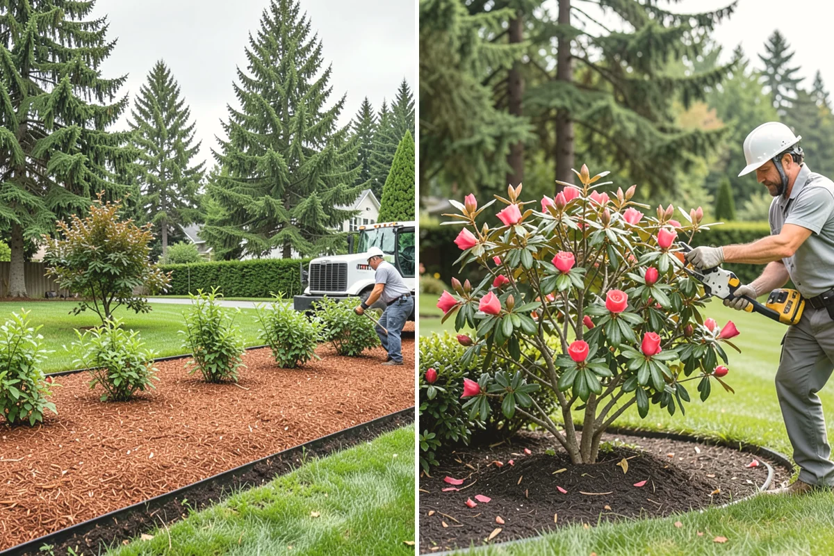 Rubber Mulch Installation in Issaquah, King County, WA - Define and prep the area