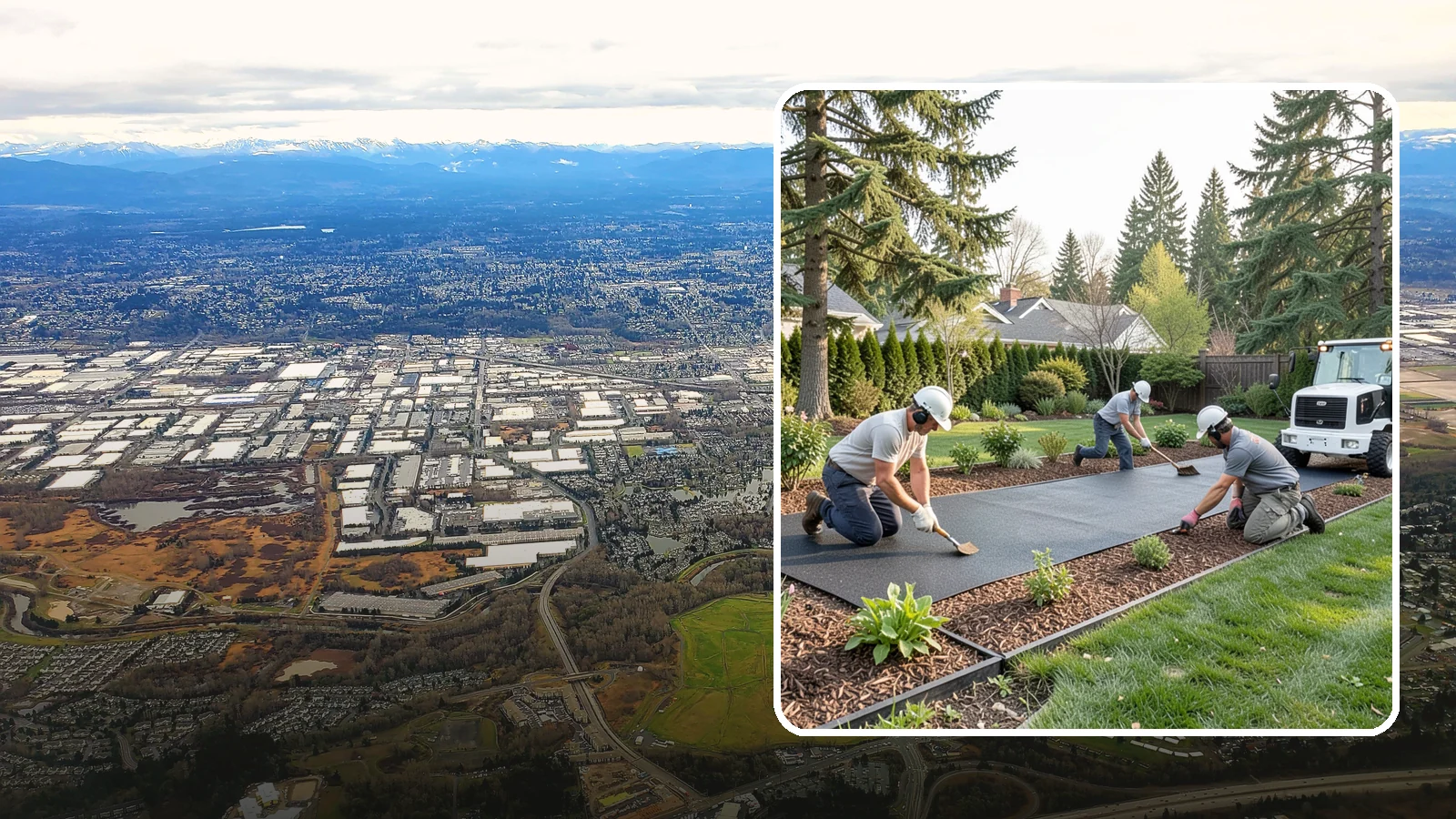 Rubber Mulch Installation in Kent, King County, WA - Recycled rubber mulch installed for playgrounds, play areas, and beds that never need replacing.