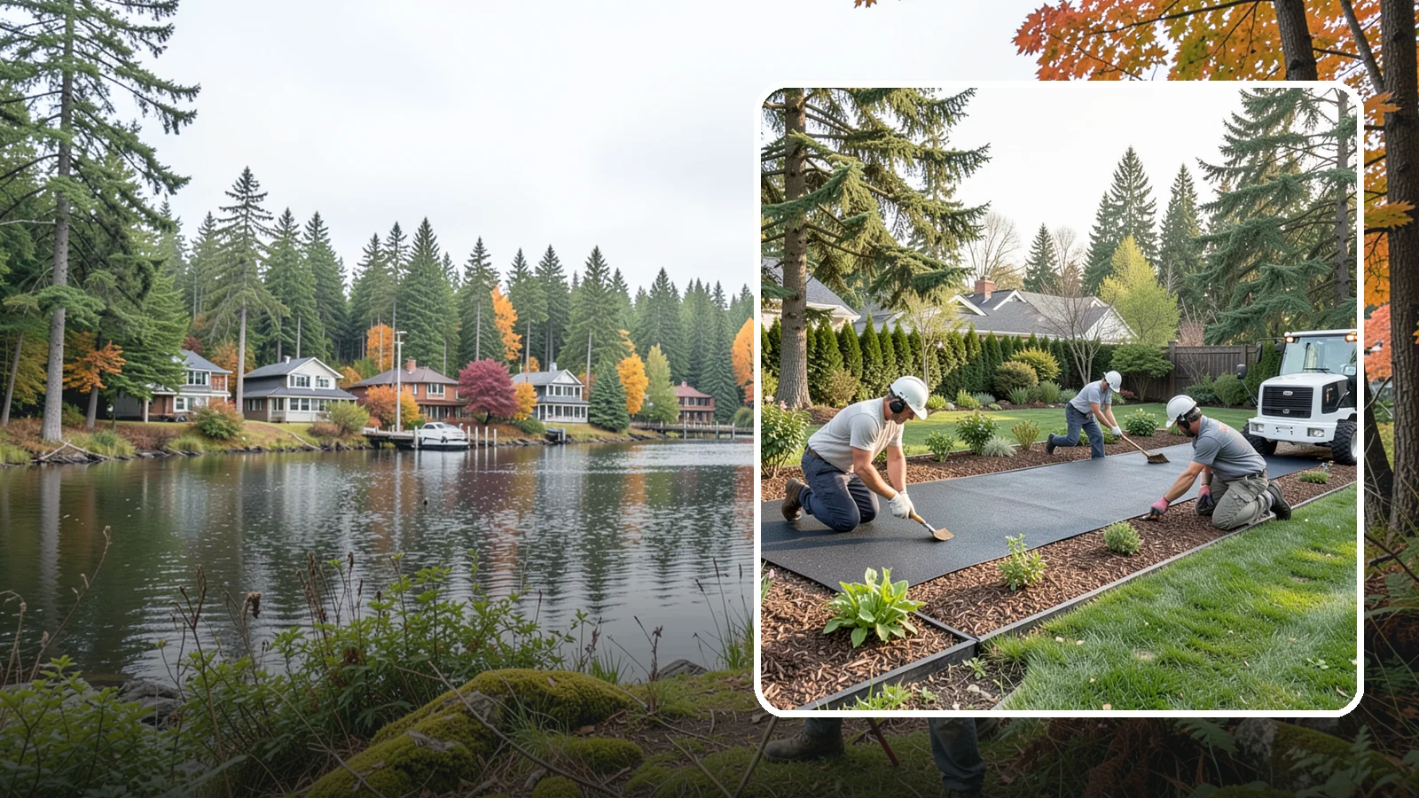 Rubber Mulch Installation in La Conner, Skagit County, WA - Recycled rubber mulch installed for playgrounds, play areas, and beds that never need replacing.