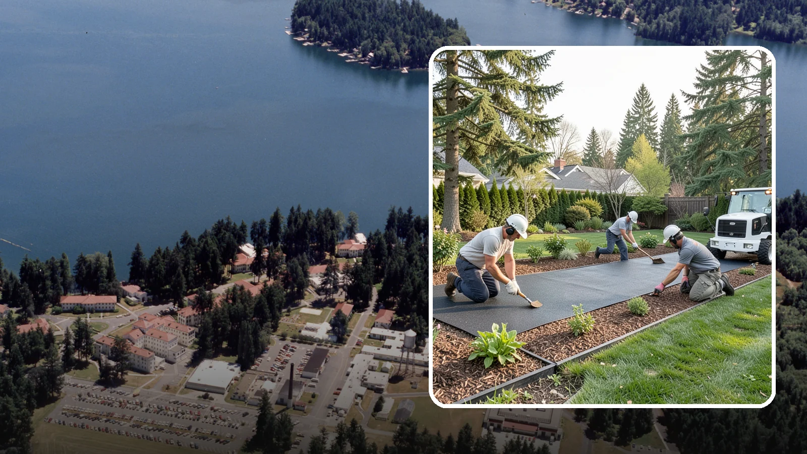 Rubber Mulch Installation in Lakewood, Pierce County, WA - Recycled rubber mulch installed for playgrounds, play areas, and beds that never need replacing.