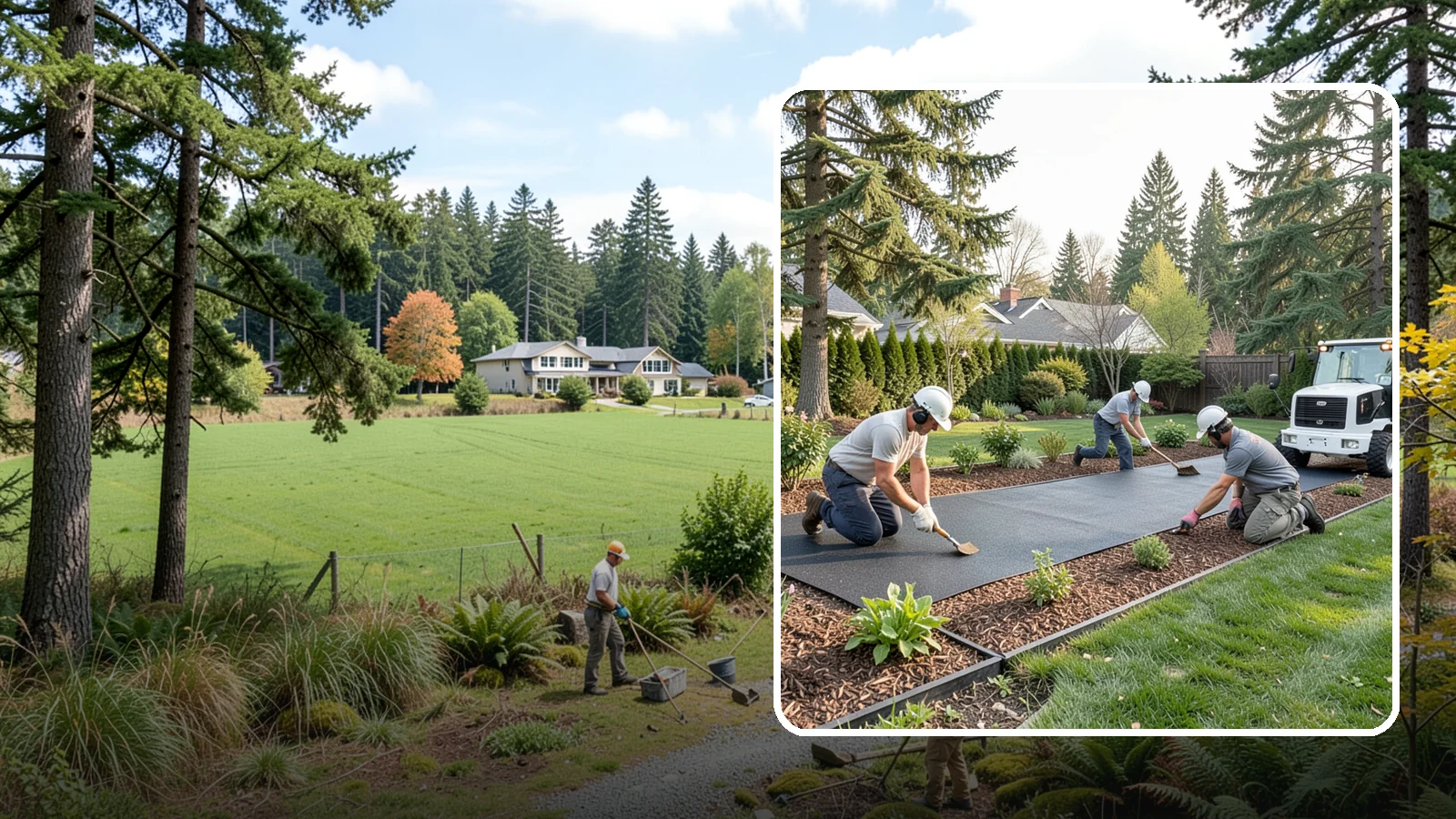 Rubber Mulch Installation in Lyman, Skagit County, WA - Recycled rubber mulch installed for playgrounds, play areas, and beds that never need replacing.