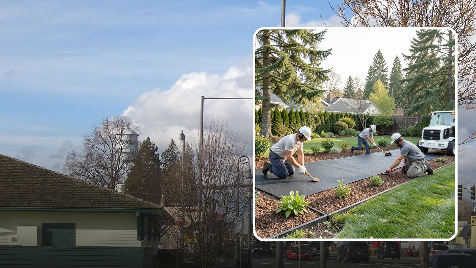 Rubber Mulch Installation in Marysville, Snohomish County, WA - Recycled rubber mulch installed for playgrounds, play areas, and beds that never need replacing.