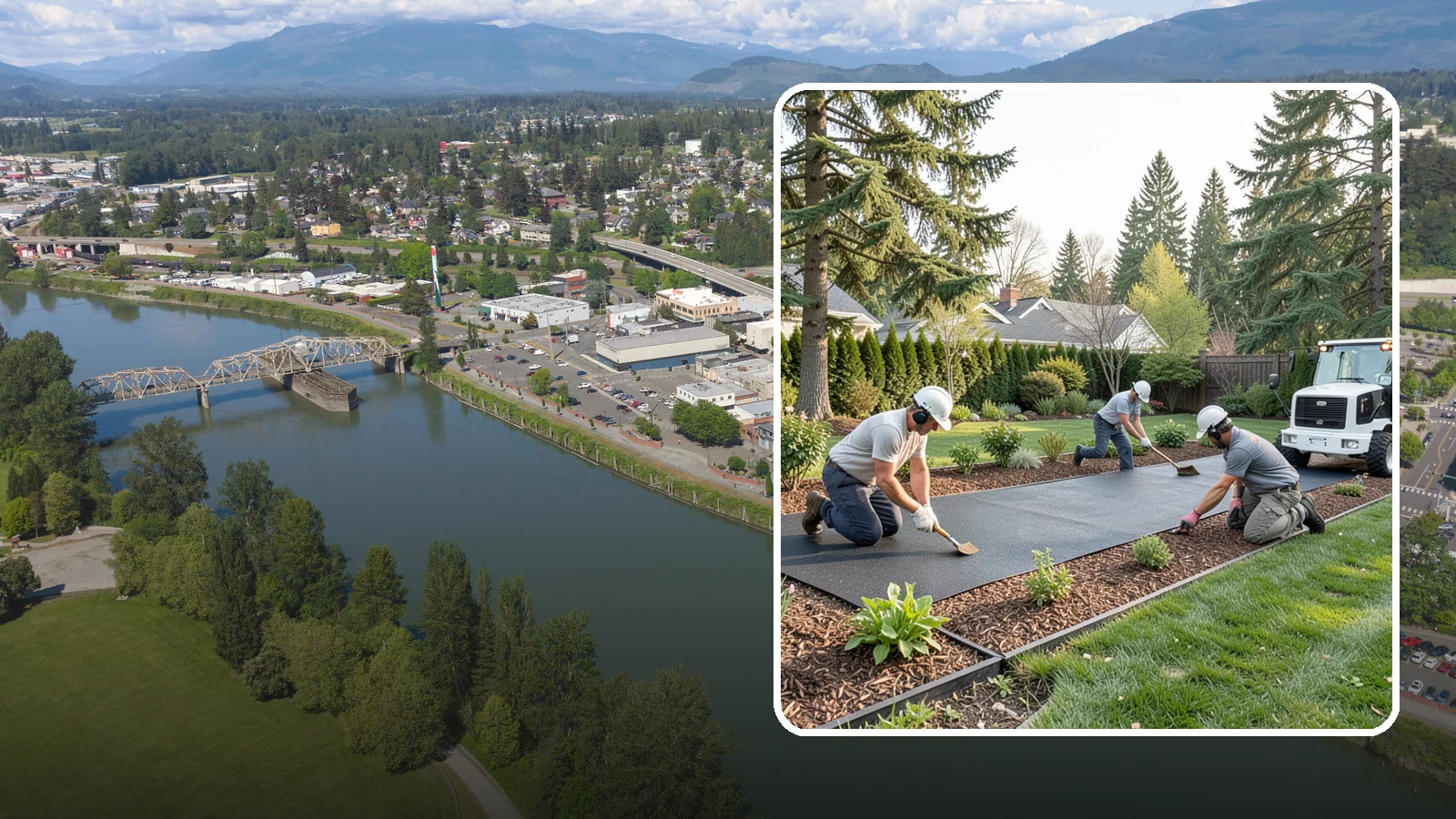 Rubber Mulch Installation in Mount Vernon, Skagit County, WA - Recycled rubber mulch installed for playgrounds, play areas, and beds that never need replacing.