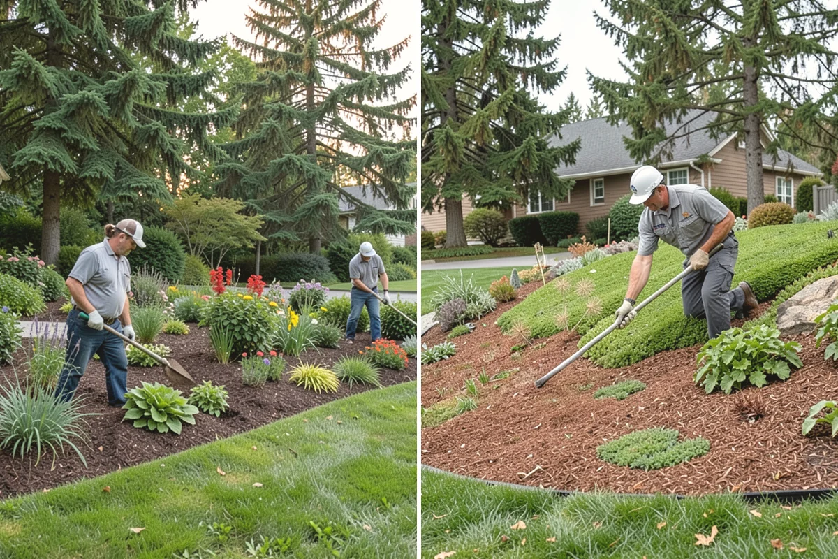 Rubber Mulch Installation in North Bend, King County, WA - Define and prep the area