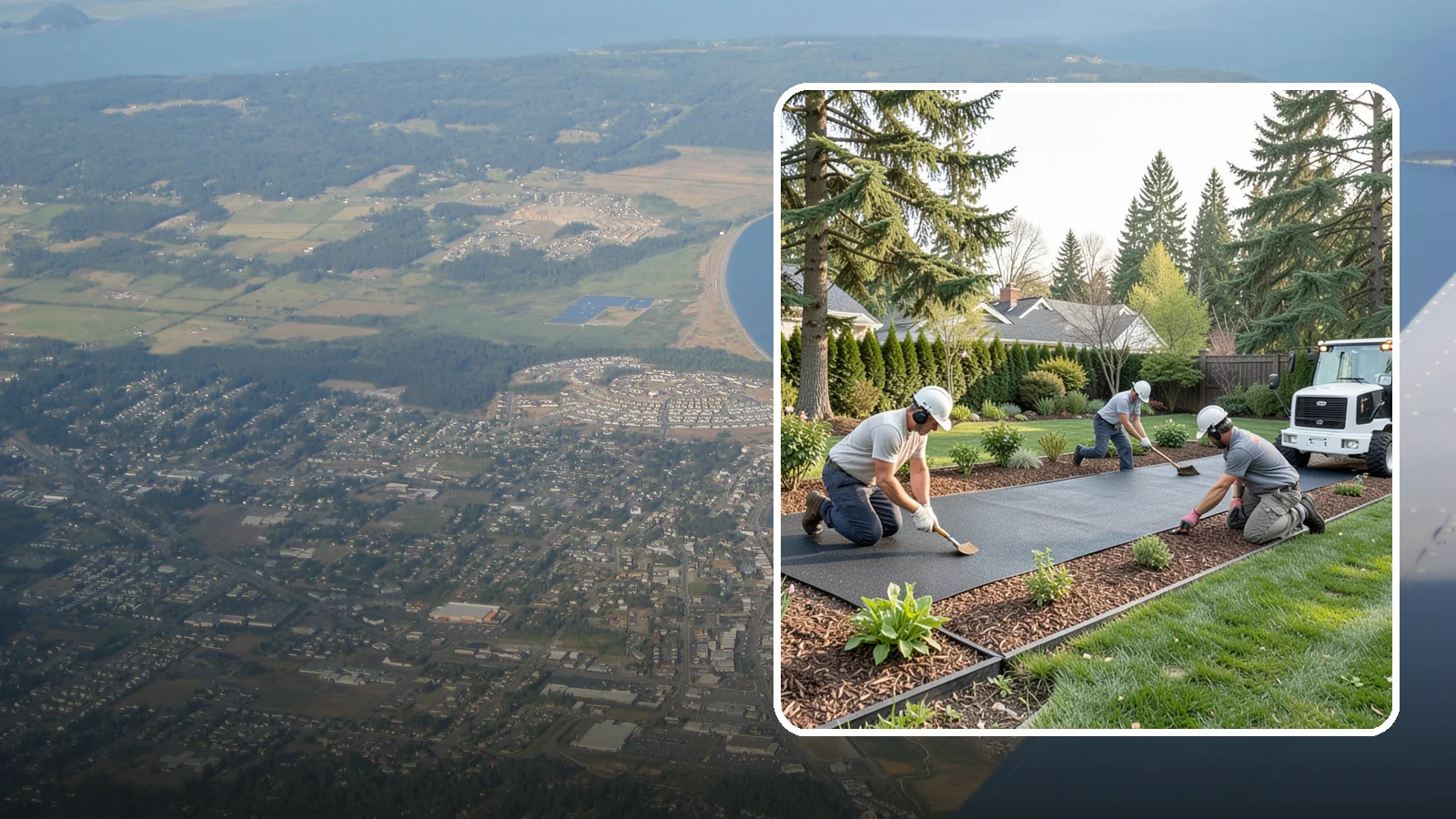 Rubber Mulch Installation in Oak Harbor, Island County, WA - Recycled rubber mulch installed for playgrounds, play areas, and beds that never need replacing.