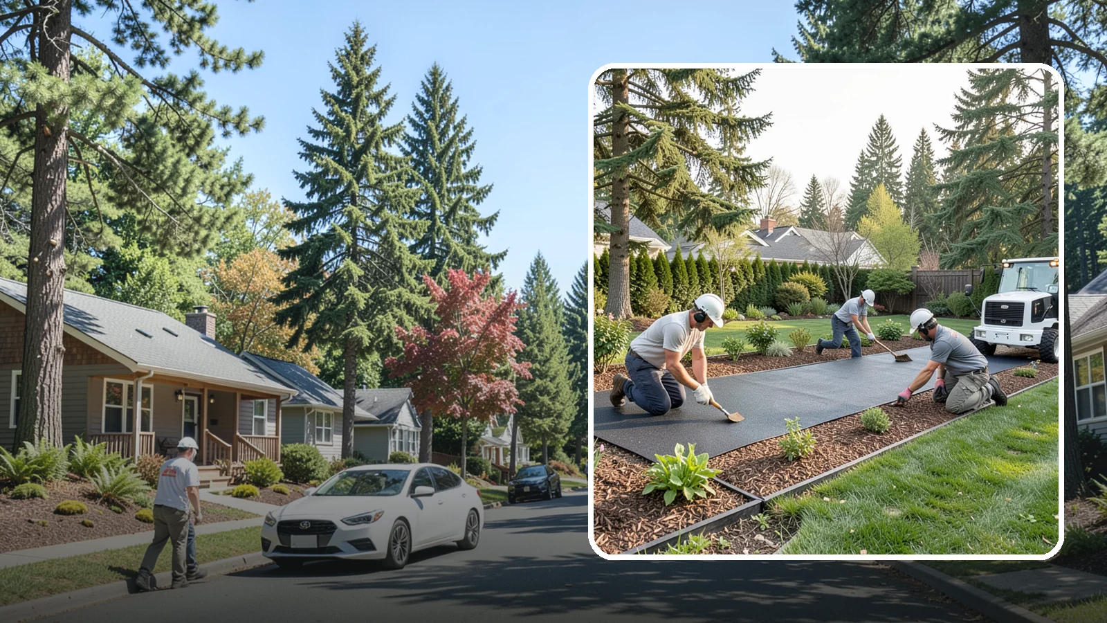 Rubber Mulch Installation in Orting, Pierce County, WA - Recycled rubber mulch installed for playgrounds, play areas, and beds that never need replacing.