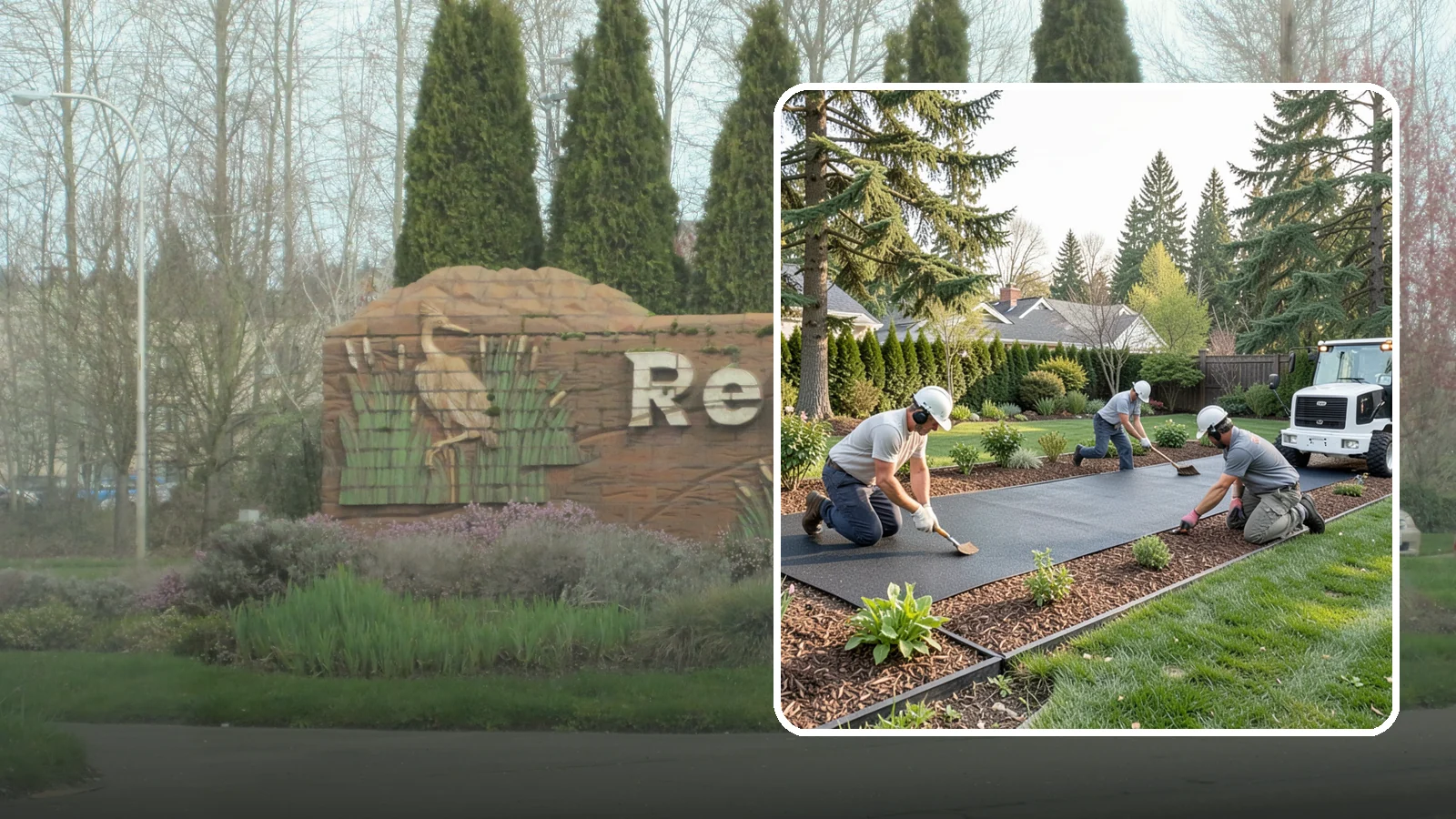 Rubber Mulch Installation in Renton, King County, WA - Recycled rubber mulch installed for playgrounds, play areas, and beds that never need replacing.
