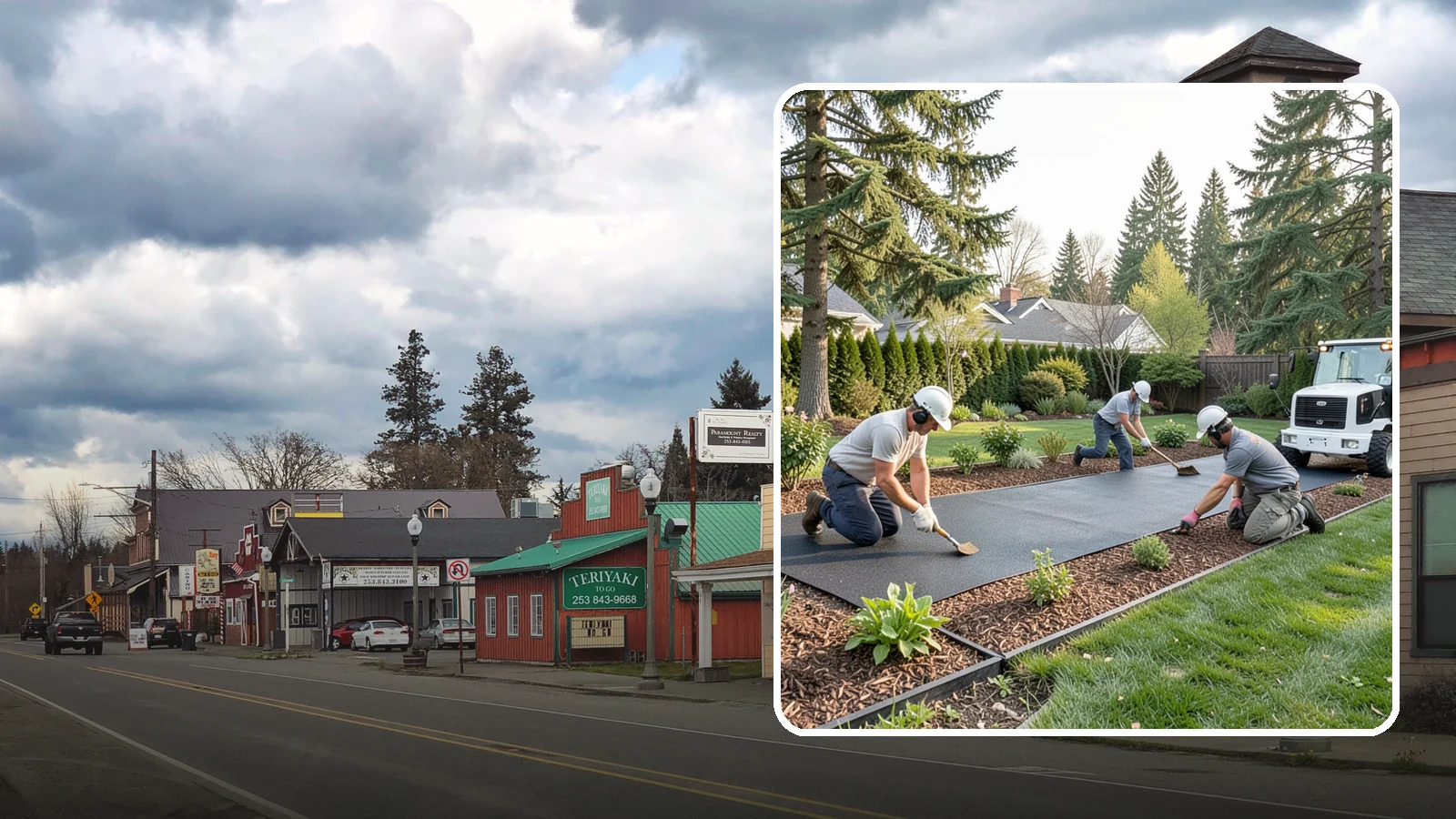 Rubber Mulch Installation in Roy, Pierce County, WA - Recycled rubber mulch installed for playgrounds, play areas, and beds that never need replacing.