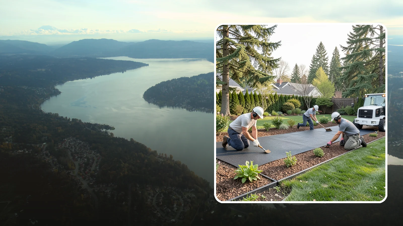 Rubber Mulch Installation in Sammamish, King County, WA - Recycled rubber mulch installed for playgrounds, play areas, and beds that never need replacing.