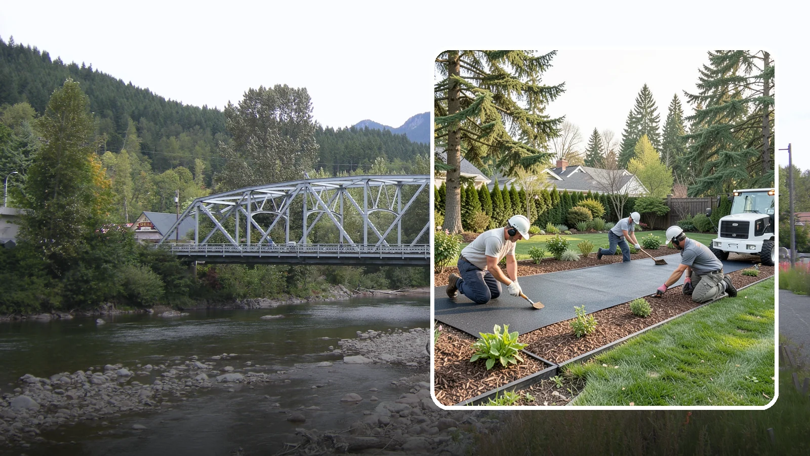 Rubber Mulch Installation in Skykomish, King County, WA - Recycled rubber mulch installed for playgrounds, play areas, and beds that never need replacing.