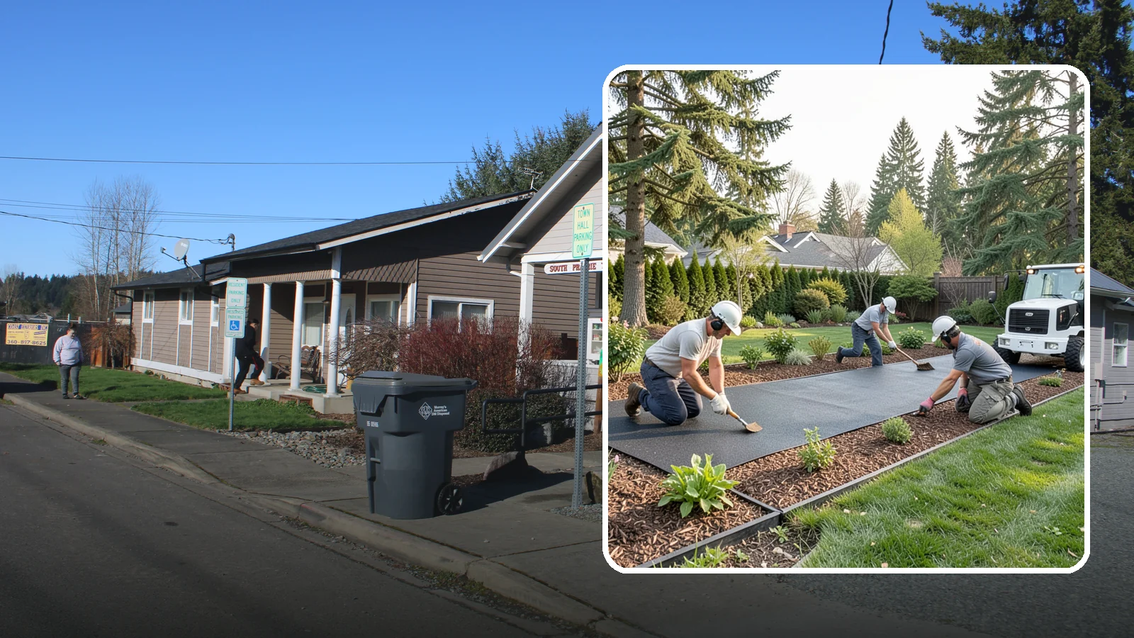 Rubber Mulch Installation in South Prairie, Pierce County, WA - Recycled rubber mulch installed for playgrounds, play areas, and beds that never need replacing.