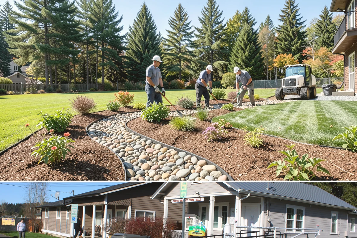 Rubber Mulch Installation in South Prairie, Pierce County, WA - Can be installed year-round.