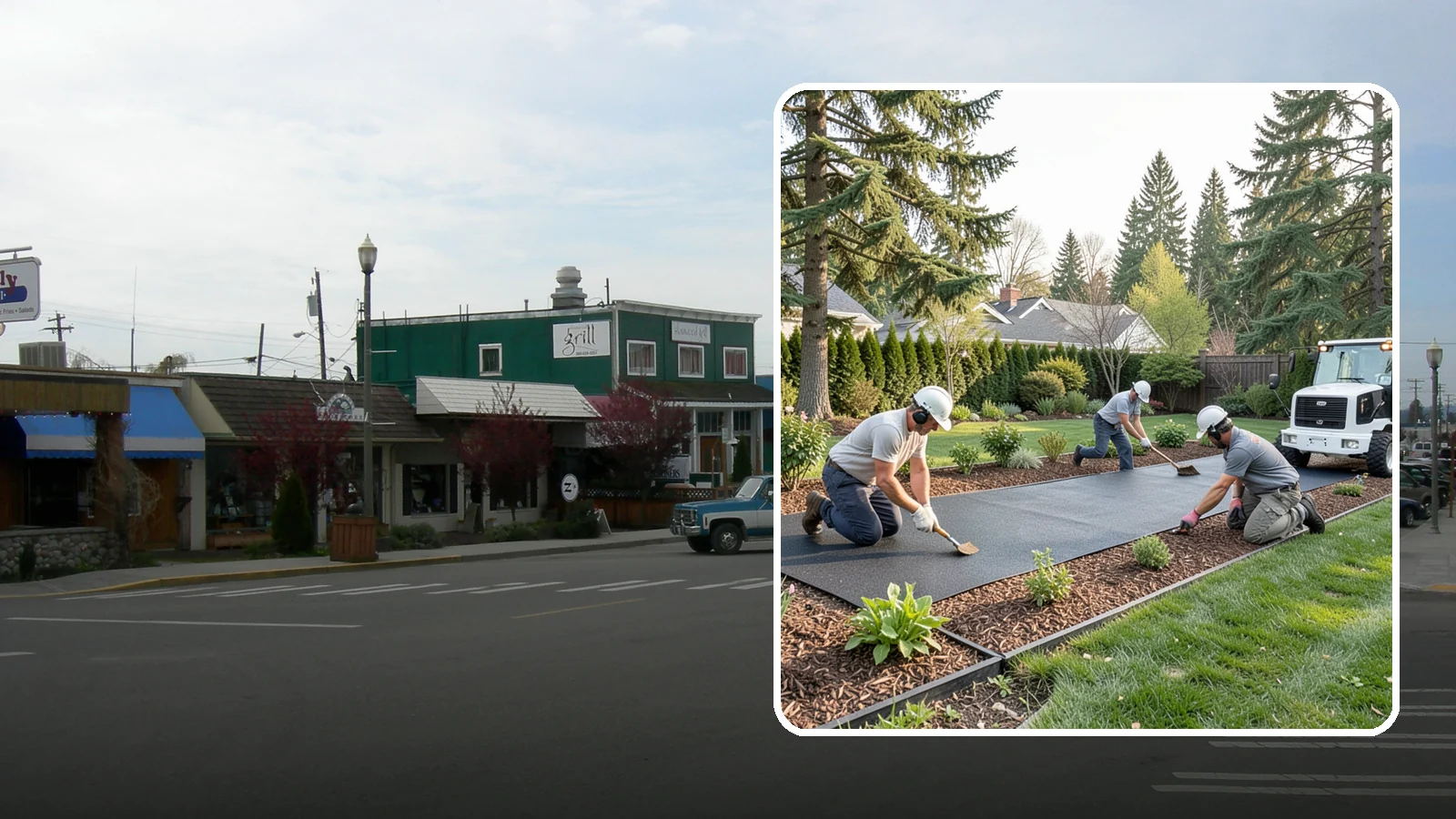 Rubber Mulch Installation in Stanwood, Snohomish County, WA - Recycled rubber mulch installed for playgrounds, play areas, and beds that never need replacing.