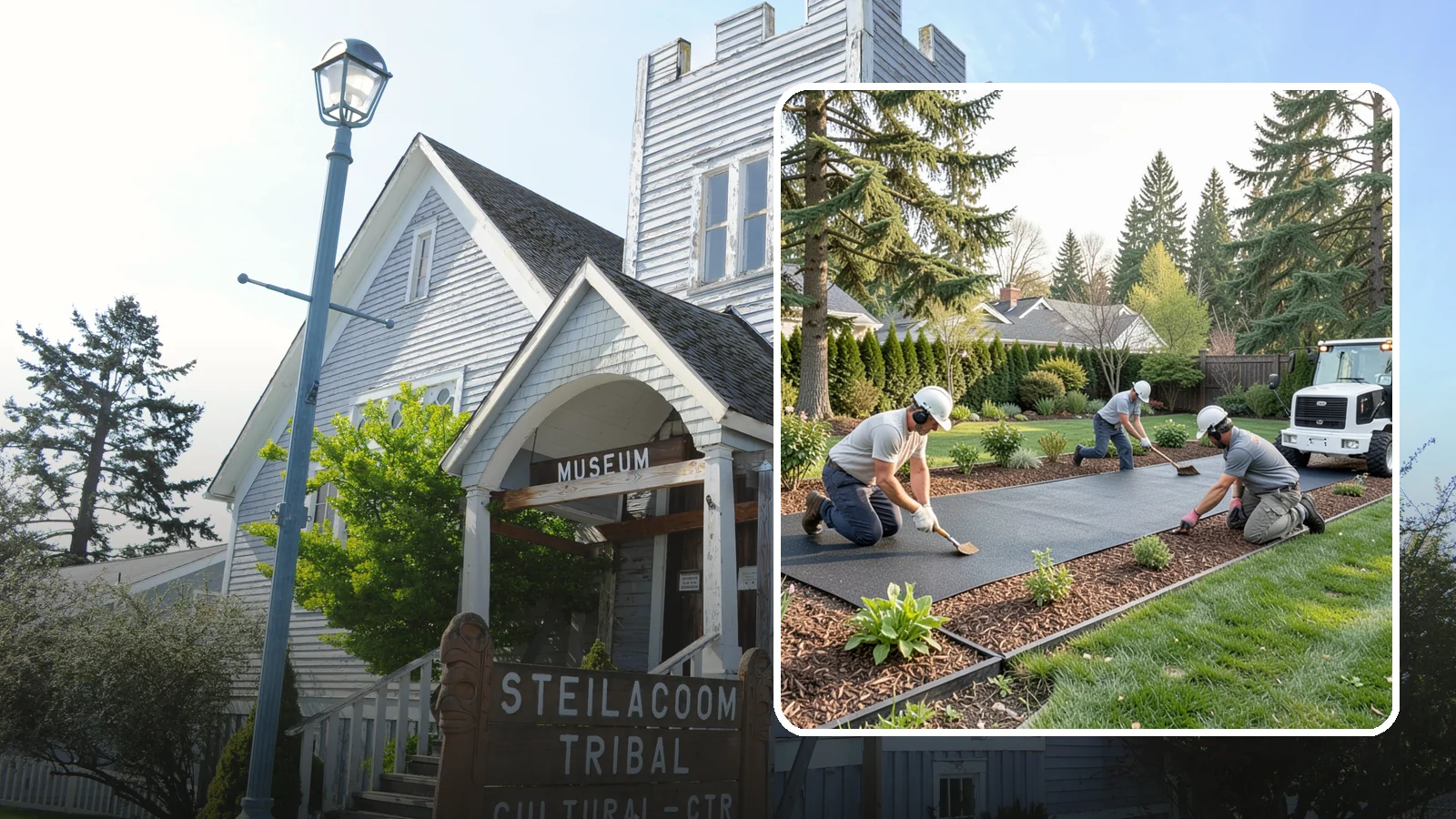 Rubber Mulch Installation in Steilacoom, Pierce County, WA - Recycled rubber mulch installed for playgrounds, play areas, and beds that never need replacing.
