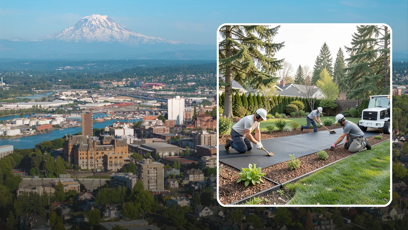 Rubber Mulch Installation in Tacoma, Pierce County, WA - Recycled rubber mulch installed for playgrounds, play areas, and beds that never need replacing.