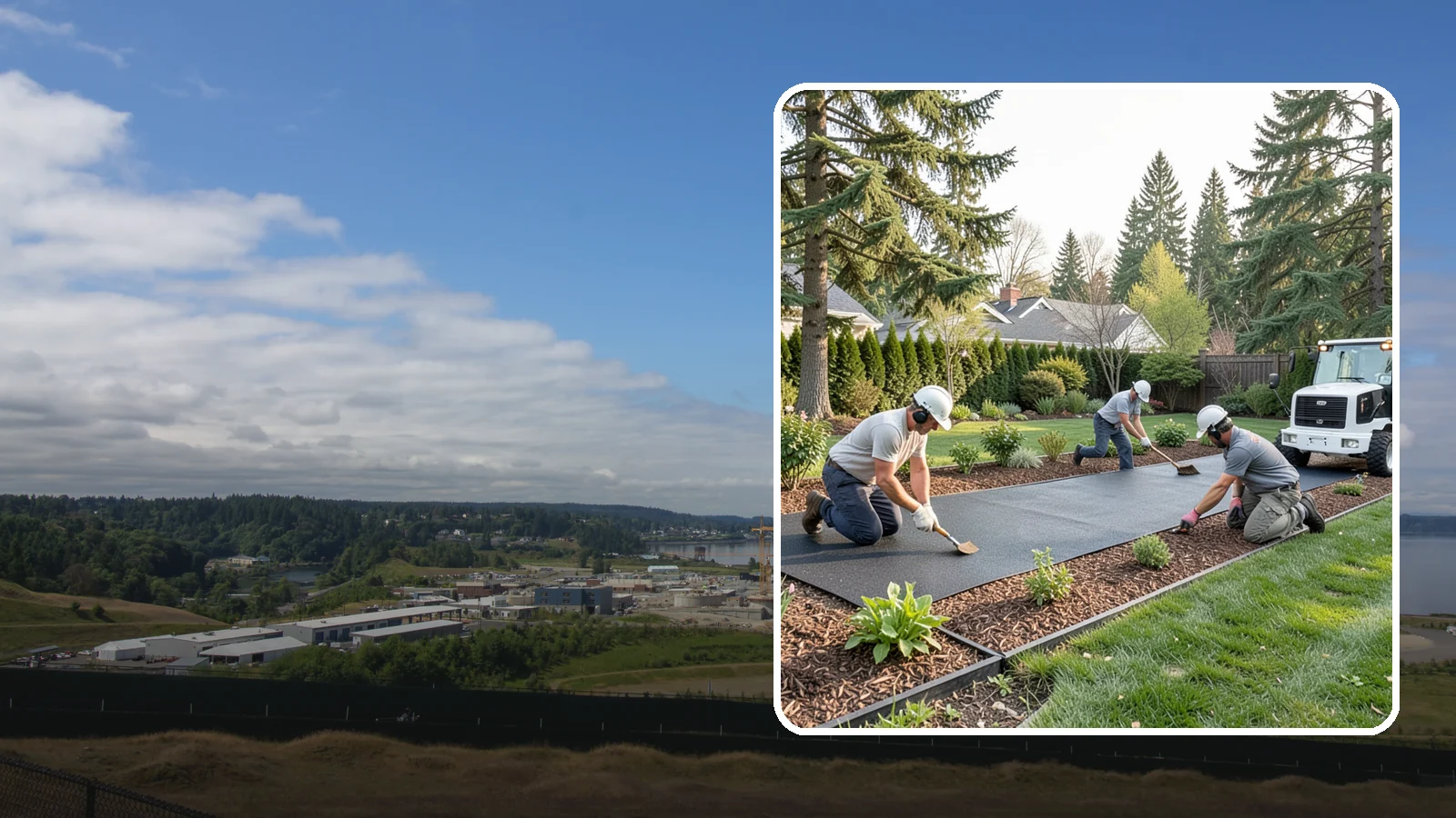 Rubber Mulch Installation in University Place, Pierce County, WA - Recycled rubber mulch installed for playgrounds, play areas, and beds that never need replacing.