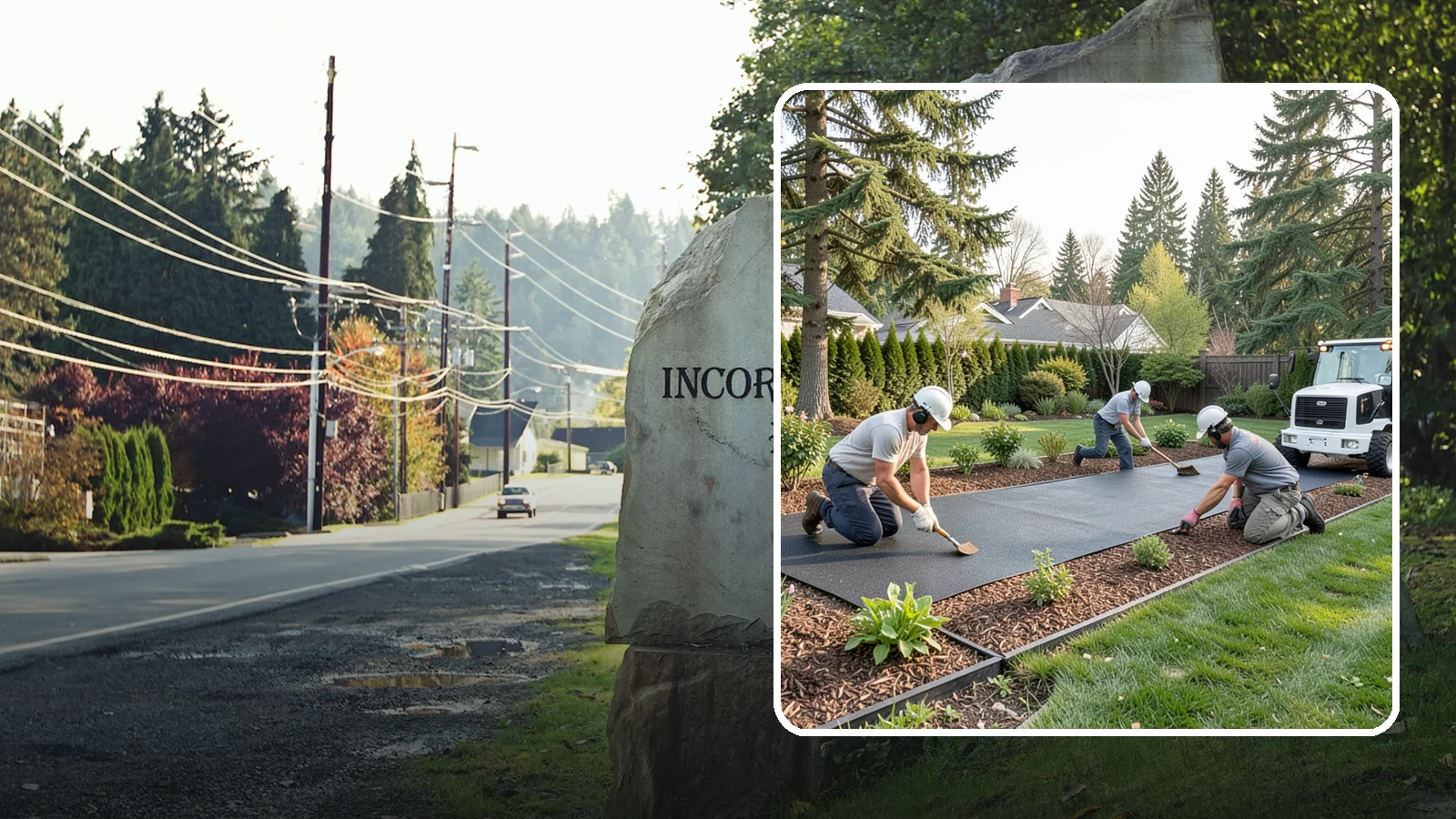 Rubber Mulch Installation in Wilkeson, Pierce County, WA - Recycled rubber mulch installed for playgrounds, play areas, and beds that never need replacing.
