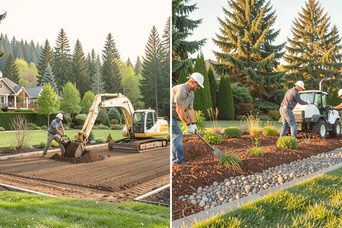 Segmental Block Retaining Wall in Bellevue, King County, WA - Excavate the slope and any geogrid embedment zone