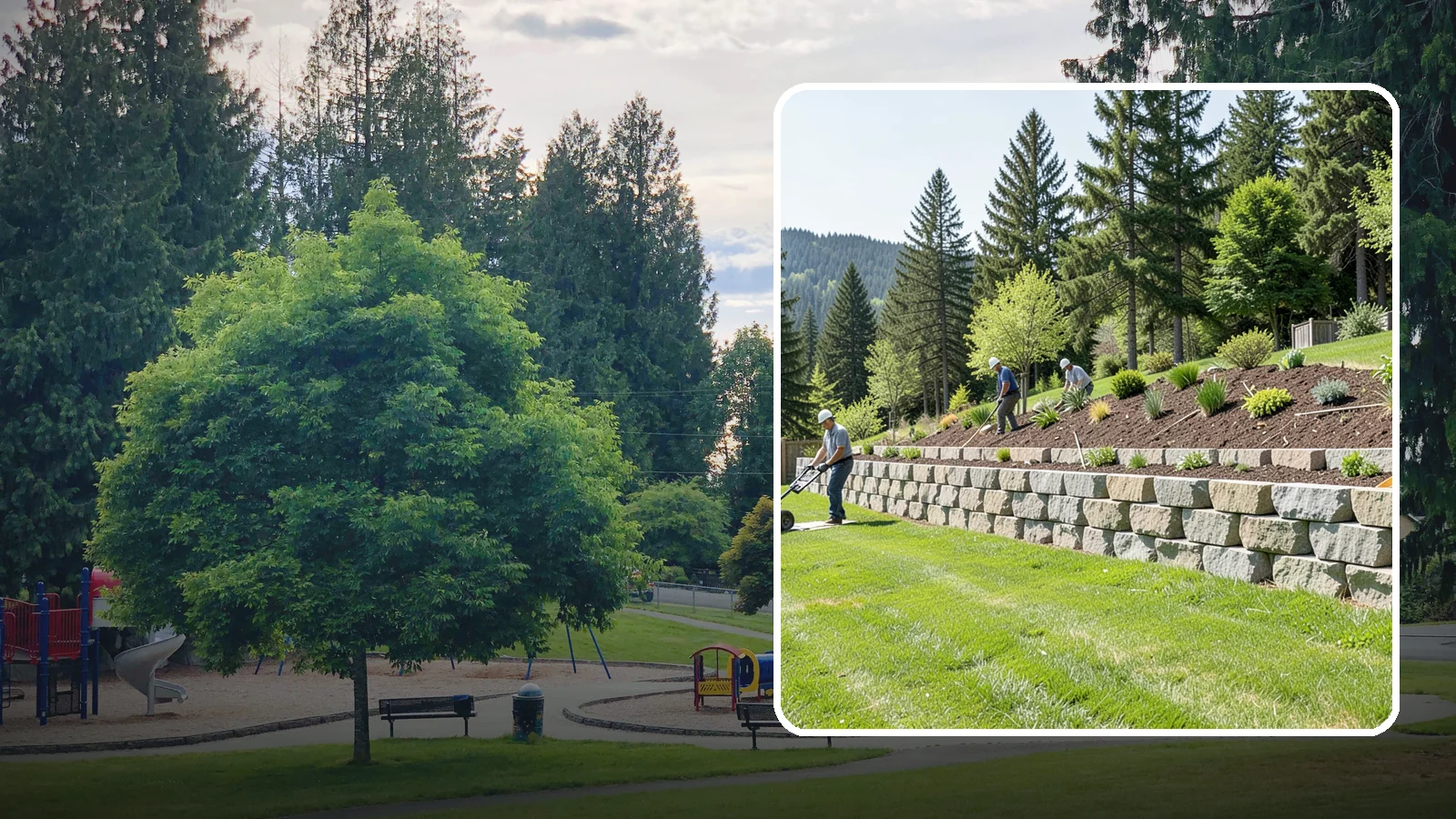 Segmental Block Retaining Wall in Bonney Lake, Pierce County, WA - An engineered mortarless wall of interlocking segmental units, ideal for taller PNW slopes that demand reinforcement and reliable...
