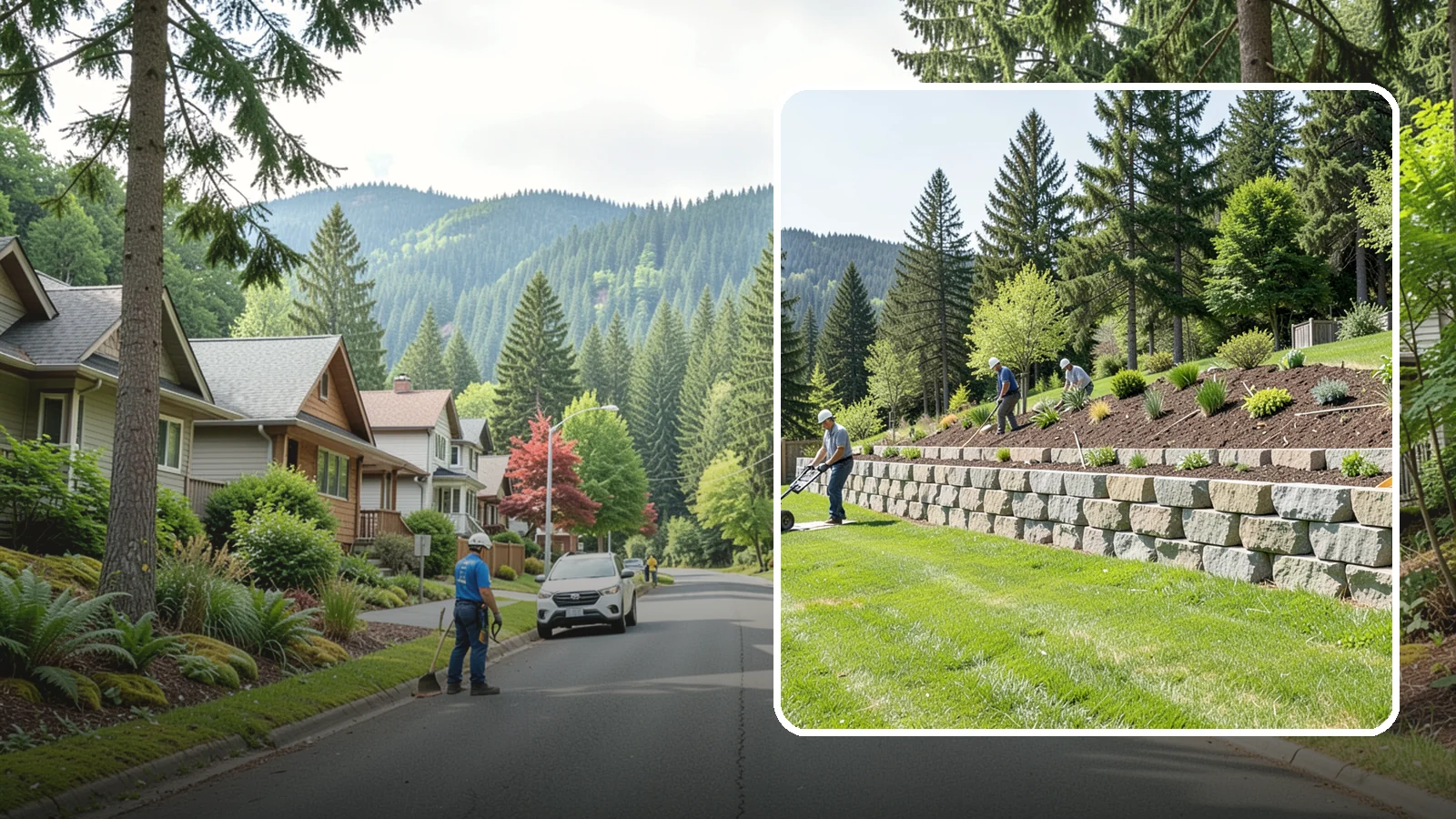 Segmental Block Retaining Wall in Darrington, Snohomish County, WA - An engineered mortarless wall of interlocking segmental units, ideal for taller PNW slopes that demand reinforcement and reliable...