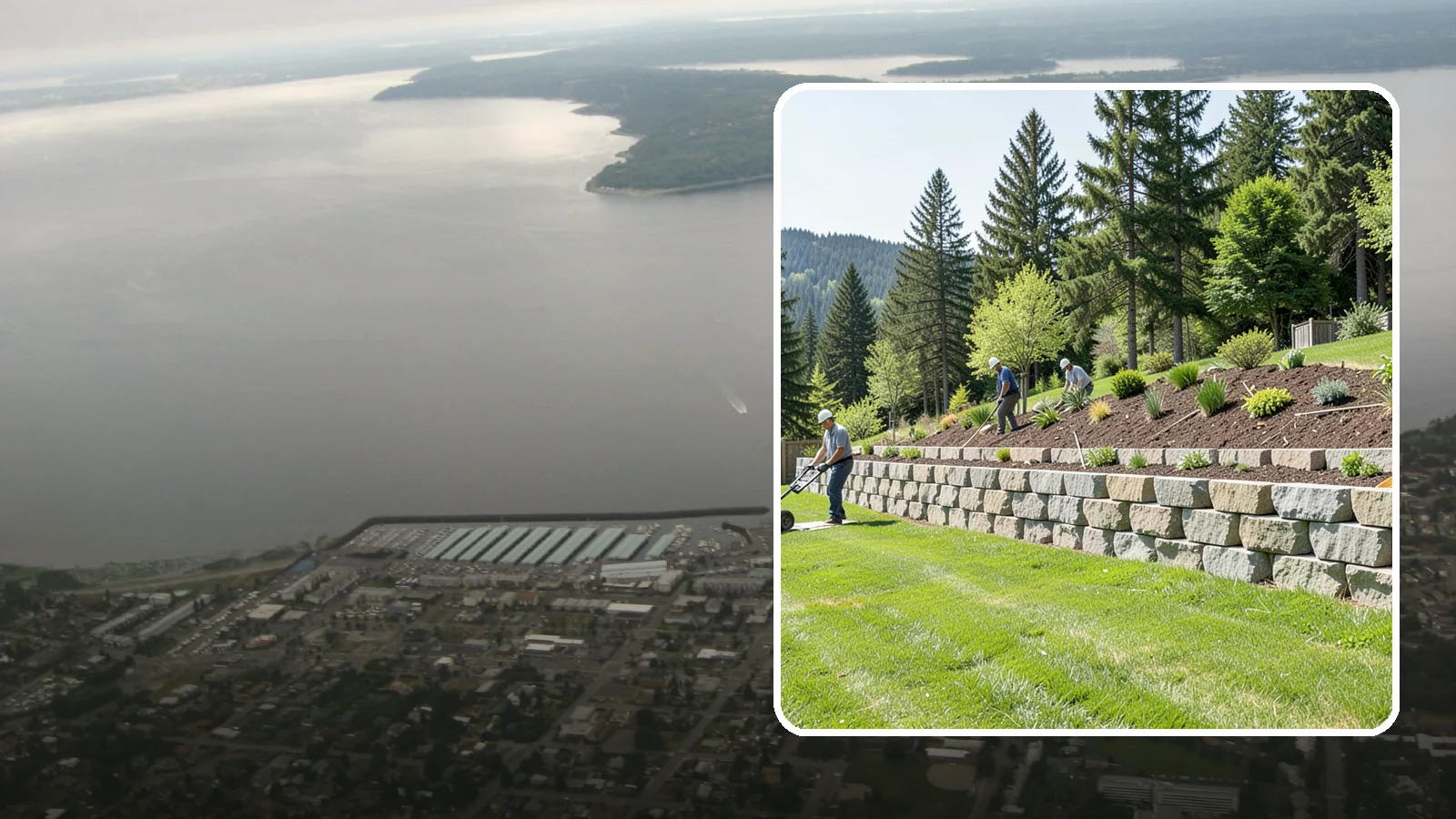 Segmental Block Retaining Wall in Des Moines, King County, WA - An engineered mortarless wall of interlocking segmental units, ideal for taller PNW slopes that demand reinforcement and reliable...