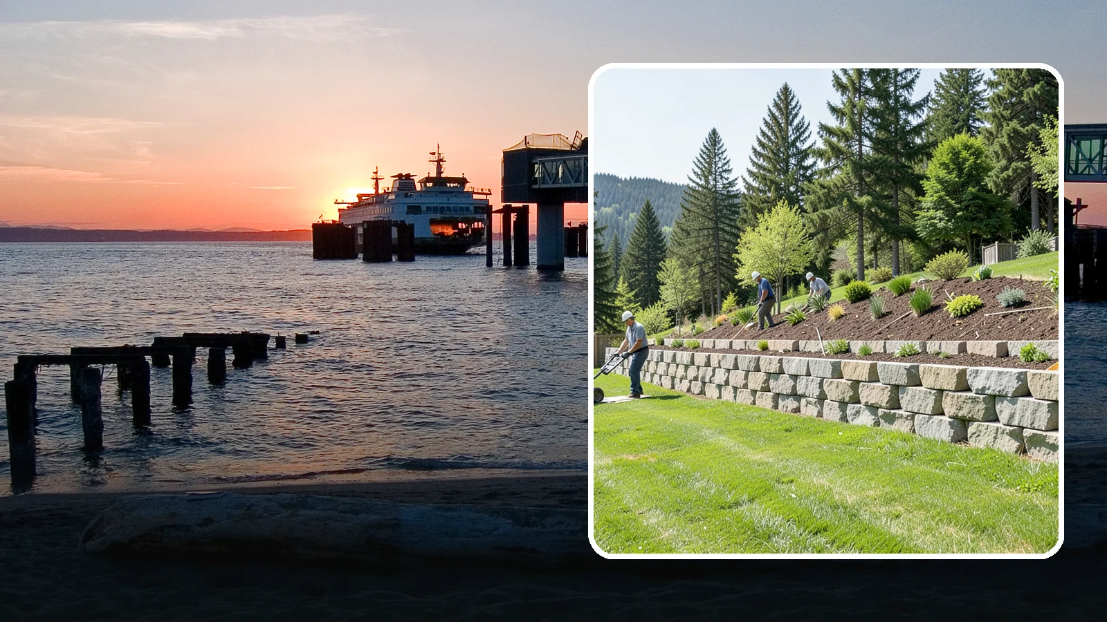Segmental Block Retaining Wall in Edmonds, Snohomish County, WA - An engineered mortarless wall of interlocking segmental units, ideal for taller PNW slopes that demand reinforcement and reliable...
