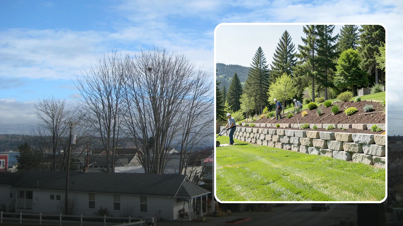 Segmental Block Retaining Wall in Langley, Island County, WA - An engineered mortarless wall of interlocking segmental units, ideal for taller PNW slopes that demand reinforcement and reliable...