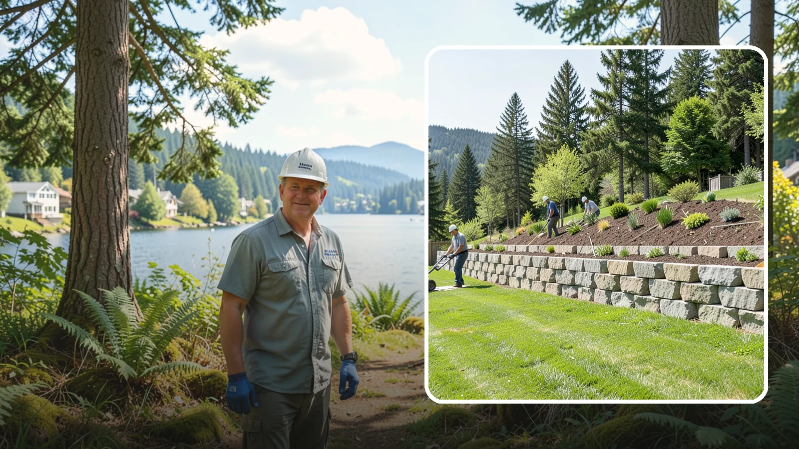 Segmental Block Retaining Wall in Milton, King County, WA - An engineered mortarless wall of interlocking segmental units, ideal for taller PNW slopes that demand reinforcement and reliable...