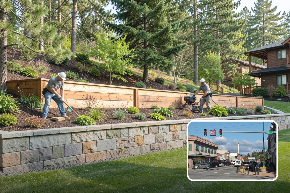 Segmental Block Retaining Wall in Monroe, Snohomish County, WA - Handles taller walls with geogrid reinforcement