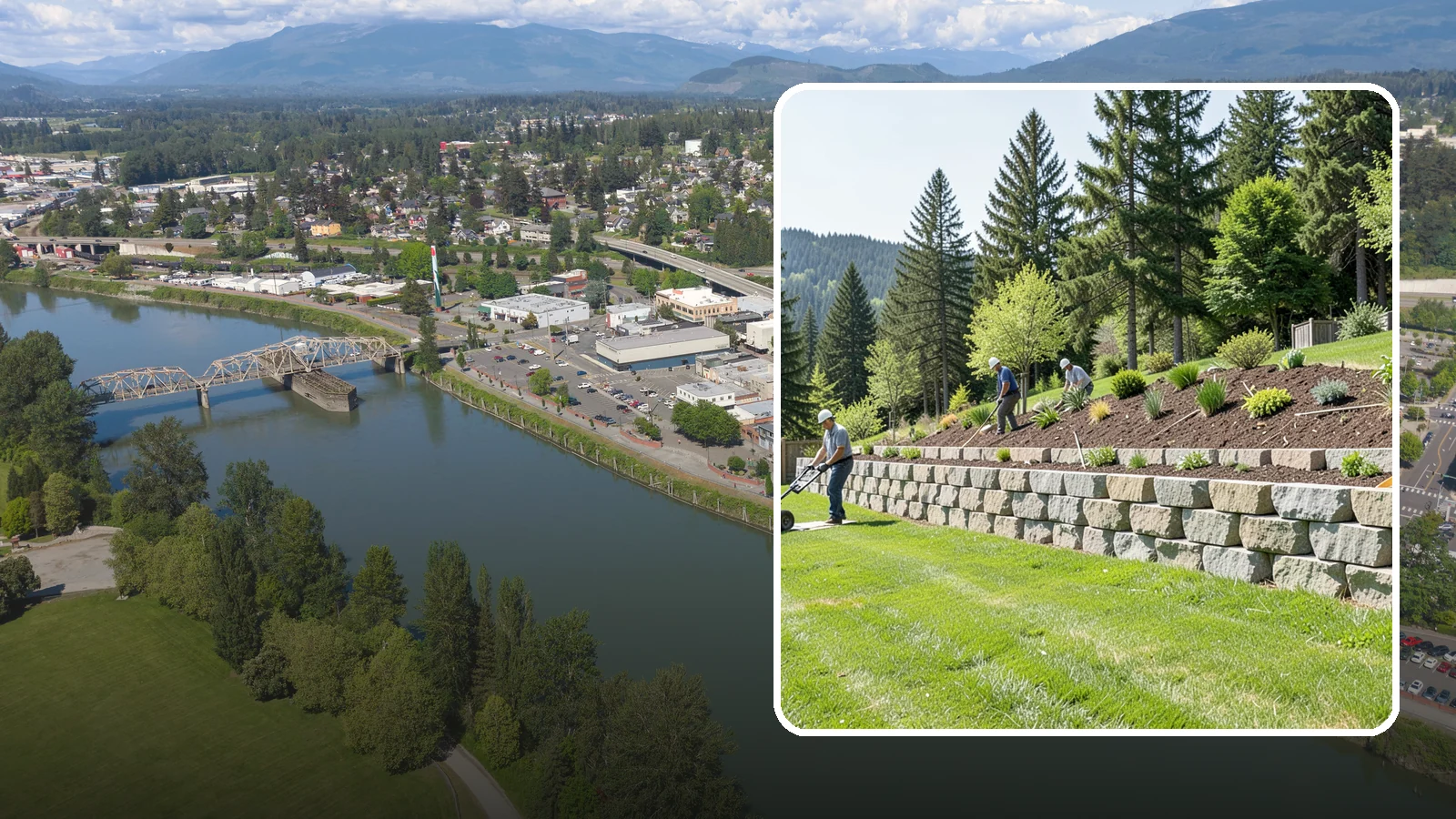 Segmental Block Retaining Wall in Mount Vernon, Skagit County, WA - An engineered mortarless wall of interlocking segmental units, ideal for taller PNW slopes that demand reinforcement and reliable...