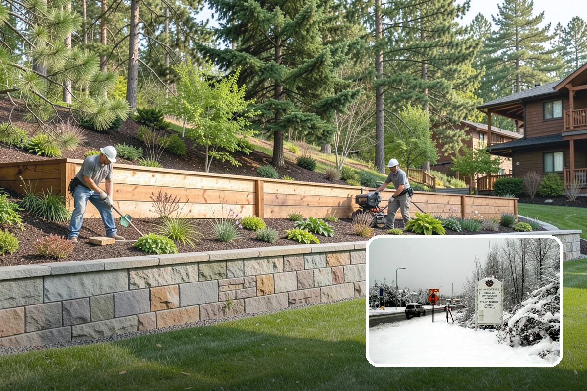 Segmental Block Retaining Wall in Newcastle, King County, WA - Handles taller walls with geogrid reinforcement