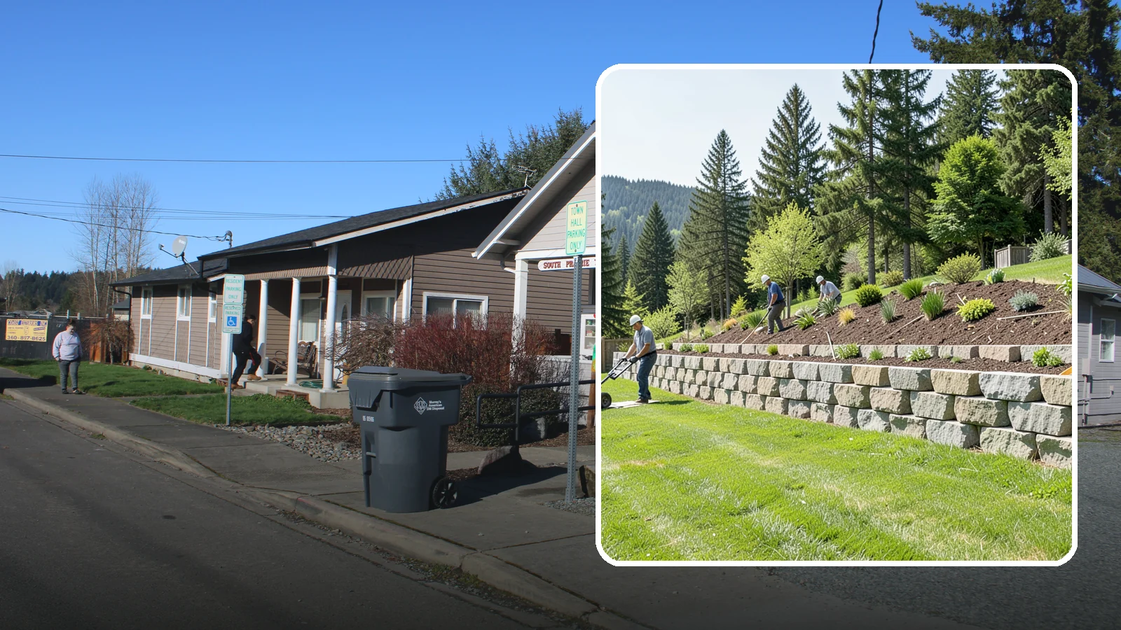 Segmental Block Retaining Wall in South Prairie, Pierce County, WA - An engineered mortarless wall of interlocking segmental units, ideal for taller PNW slopes that demand reinforcement and reliable...