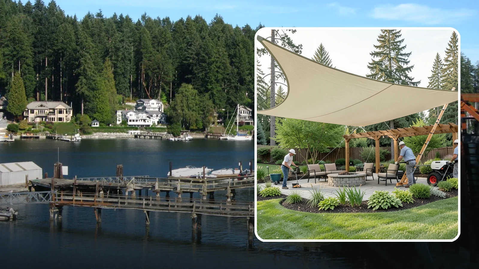 Shade Structure Installation in Gig Harbor, Pierce County, WA - Shade sails, canopies, and structures that bring comfortable, stylish shade to any outdoor space.