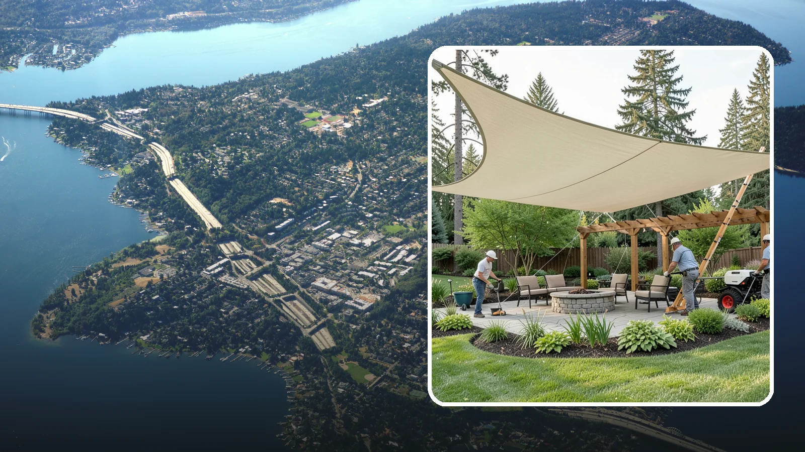 Shade Structure Installation in Mercer Island, King County, WA - Shade sails, canopies, and structures that bring comfortable, stylish shade to any outdoor space.