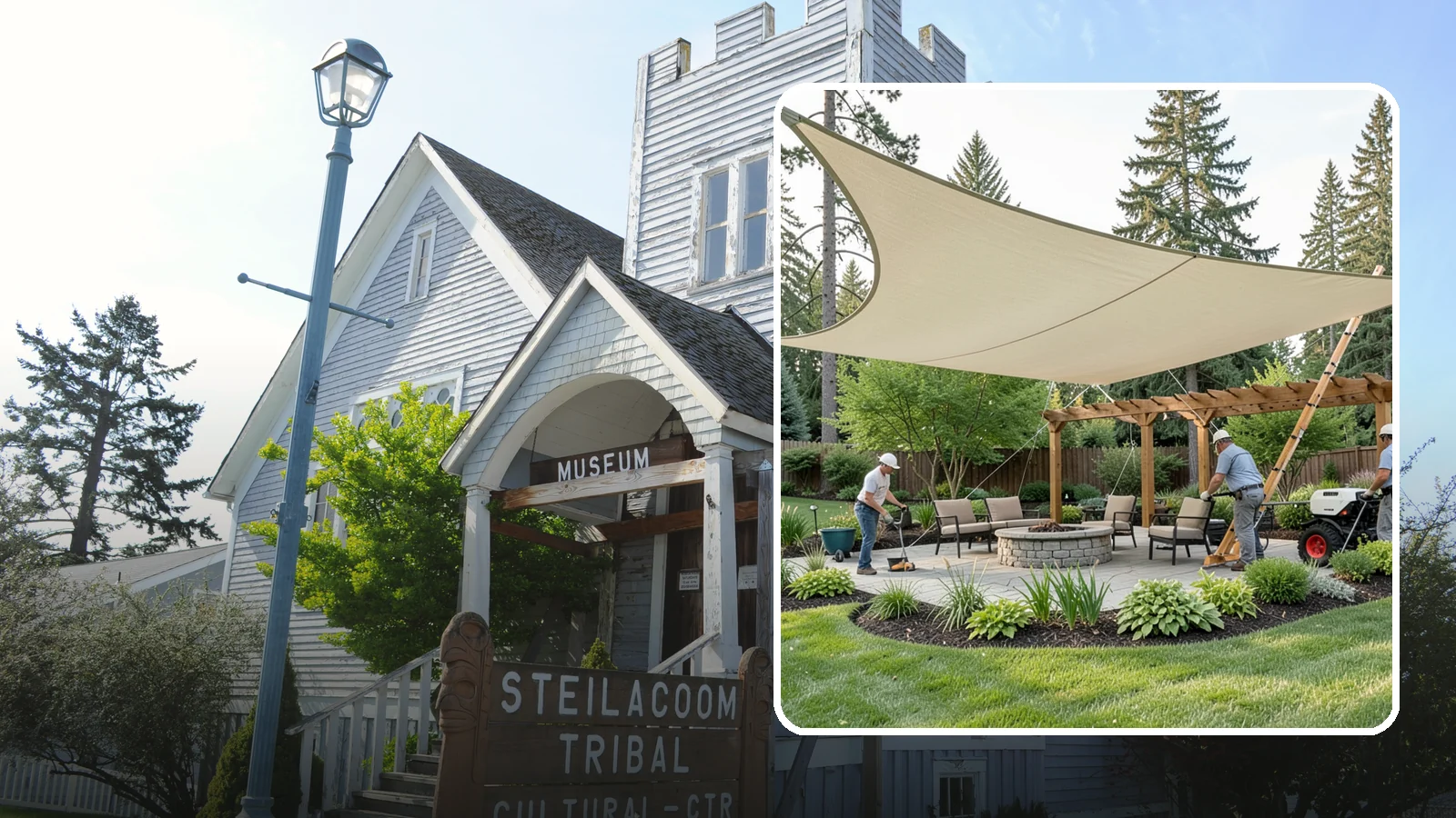 Shade Structure Installation in Steilacoom, Pierce County, WA - Shade sails, canopies, and structures that bring comfortable, stylish shade to any outdoor space.