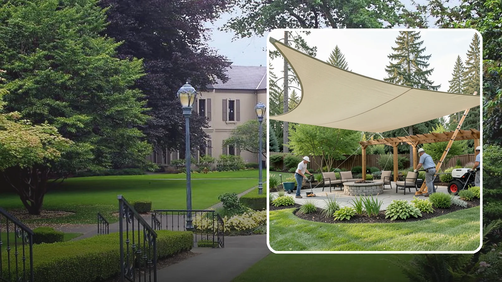 Shade Structure Installation in Woodinville, King County, WA - Shade sails, canopies, and structures that bring comfortable, stylish shade to any outdoor space.