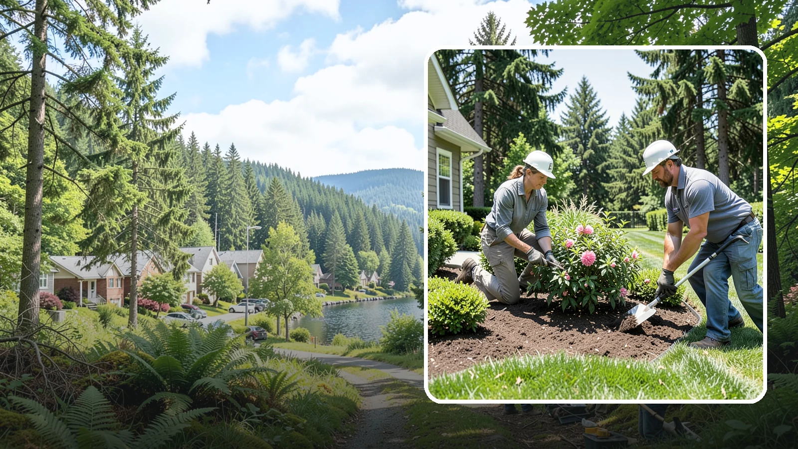 Shrub Planting in Lake Forest Park, King County, WA - Foundation and accent shrubs planted to add structure, privacy, and year-round greenery.