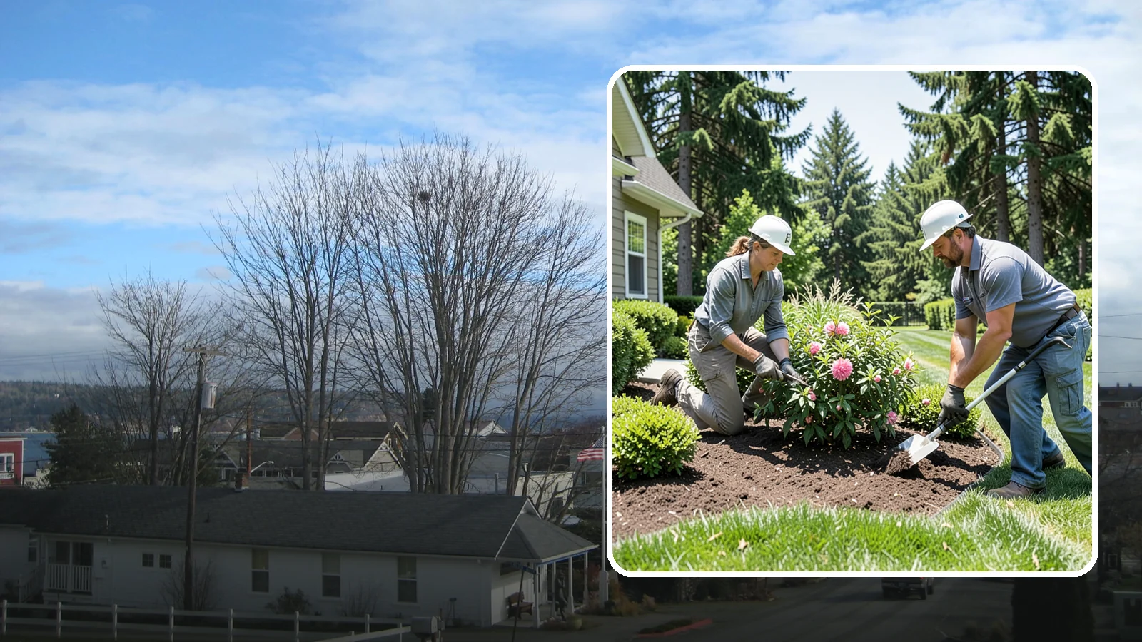 Shrub Planting in Langley, Island County, WA - Foundation and accent shrubs planted to add structure, privacy, and year-round greenery.