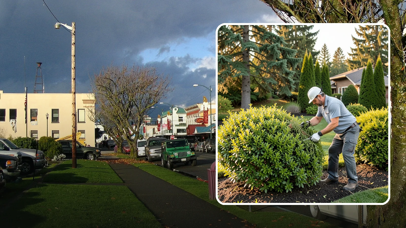 Shrub Rejuvenation Pruning in Arlington, Snohomish County, WA - Hard rejuvenation pruning that brings overgrown, leggy shrubs back to dense, healthy growth.